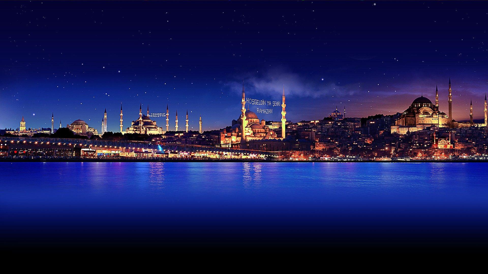 1920x1080 Night beautiful metropolis of Turkey HD Desktop Wallpaper. HD