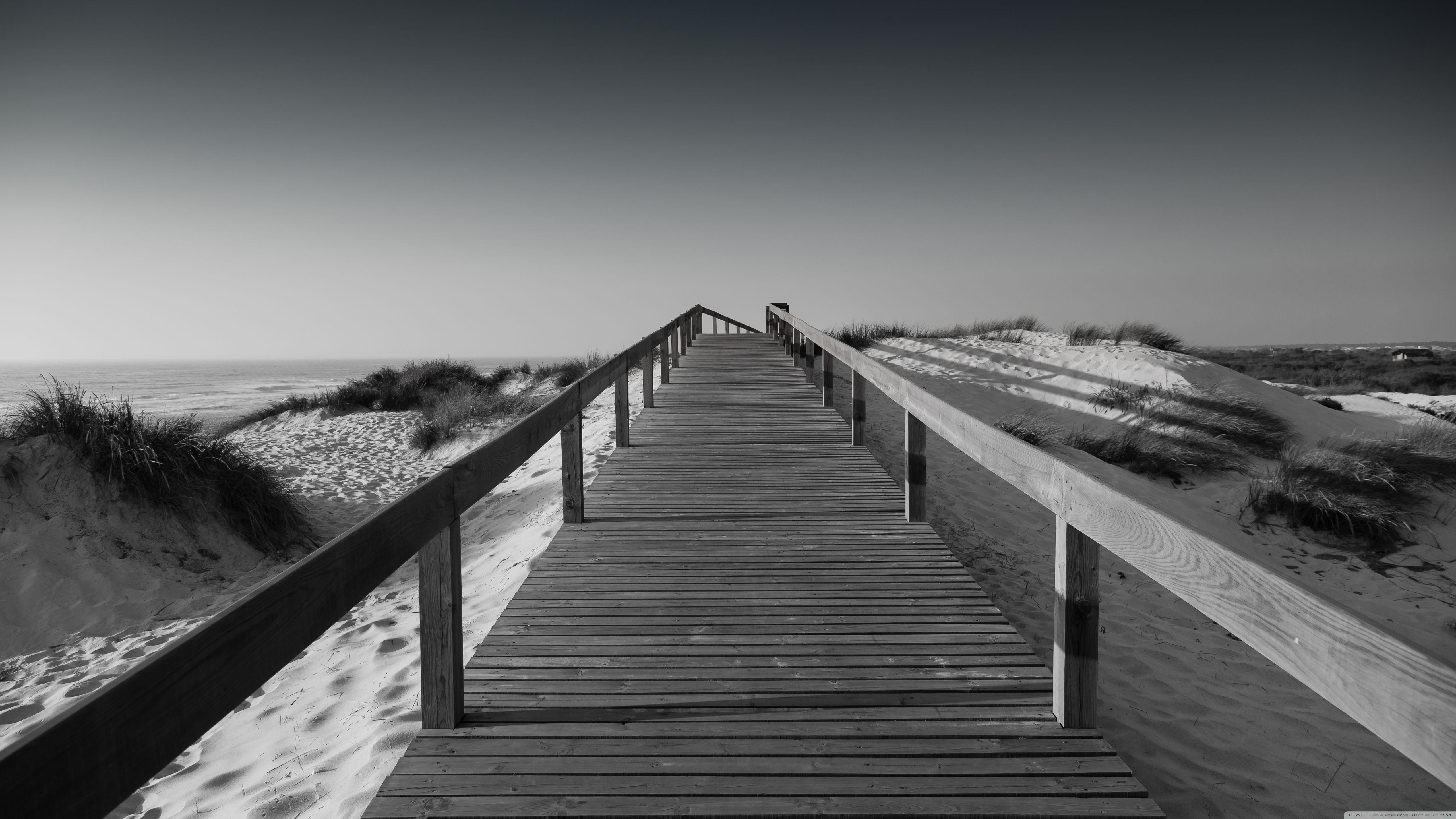 5120x2880 Hdwallpaper87.com Black and White Boardwalk Desktop Wallpaper. Free Black and White Boardwalk Phone Background Image