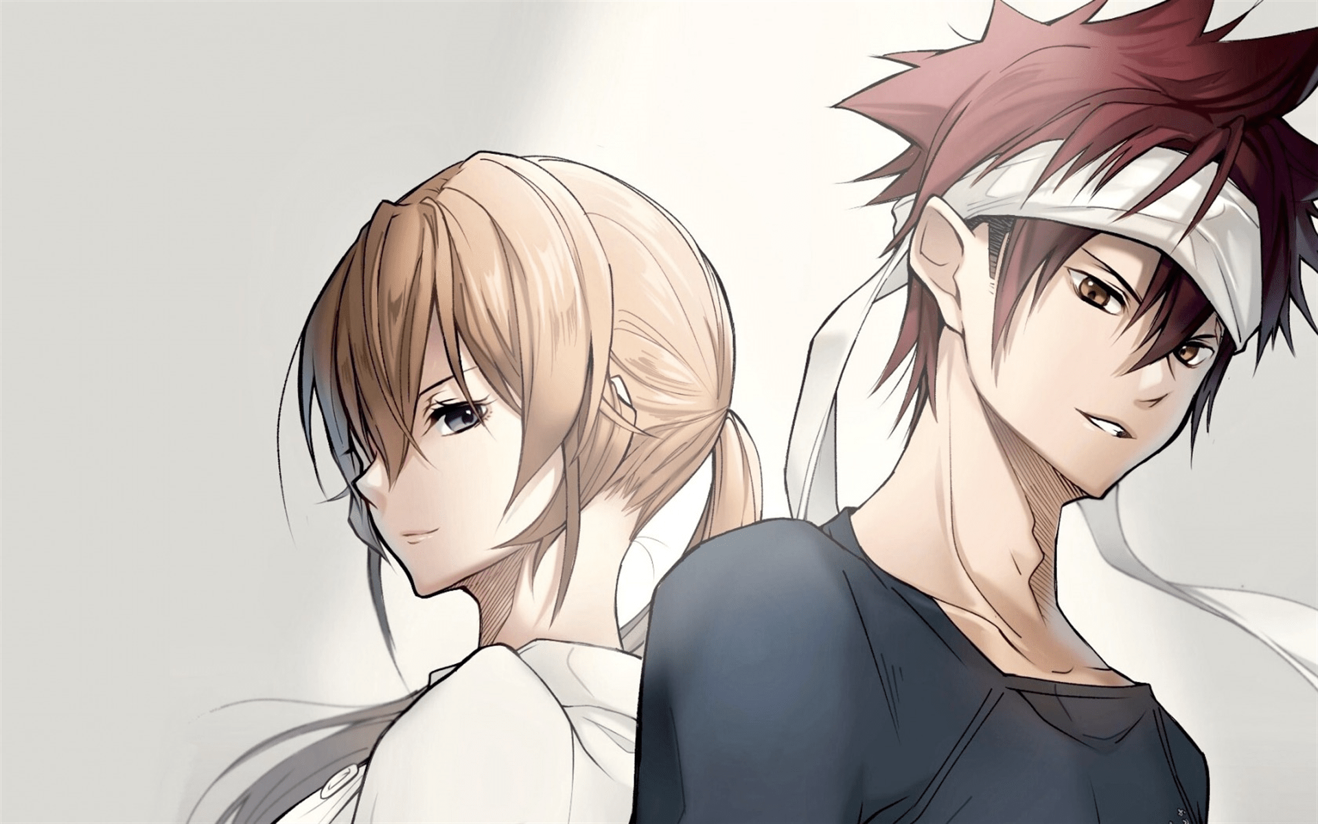 1920x1200 Download wallpaper Shokugeki no Souma, Erina Nakiri, Souma Yukihira, art, drawing, Japanese manga, anime characters for desktop with resolution 1920x1200. High Quality HD picture wallpaper