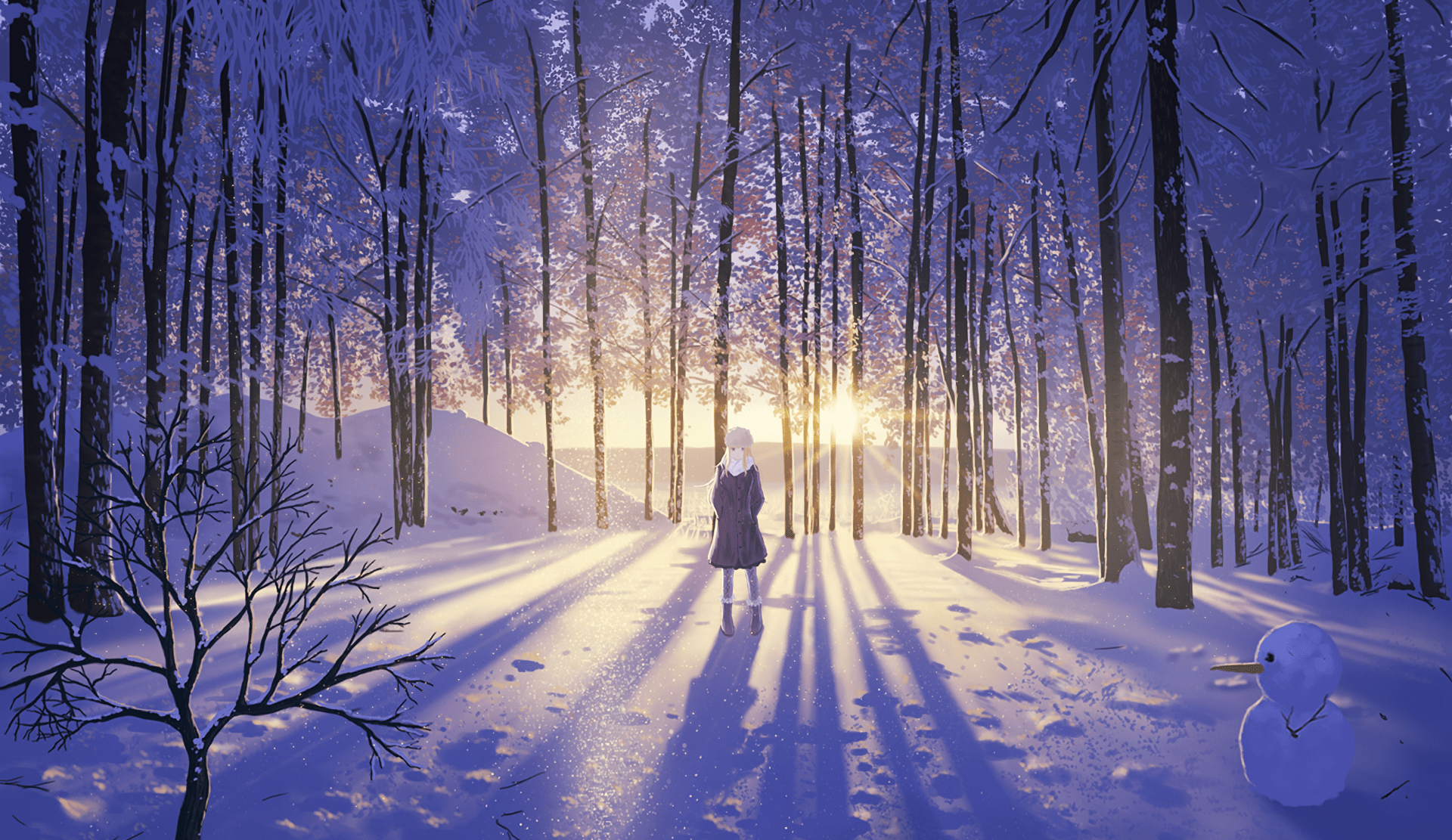 1920x1111 Snowy Anime Wallpaper
