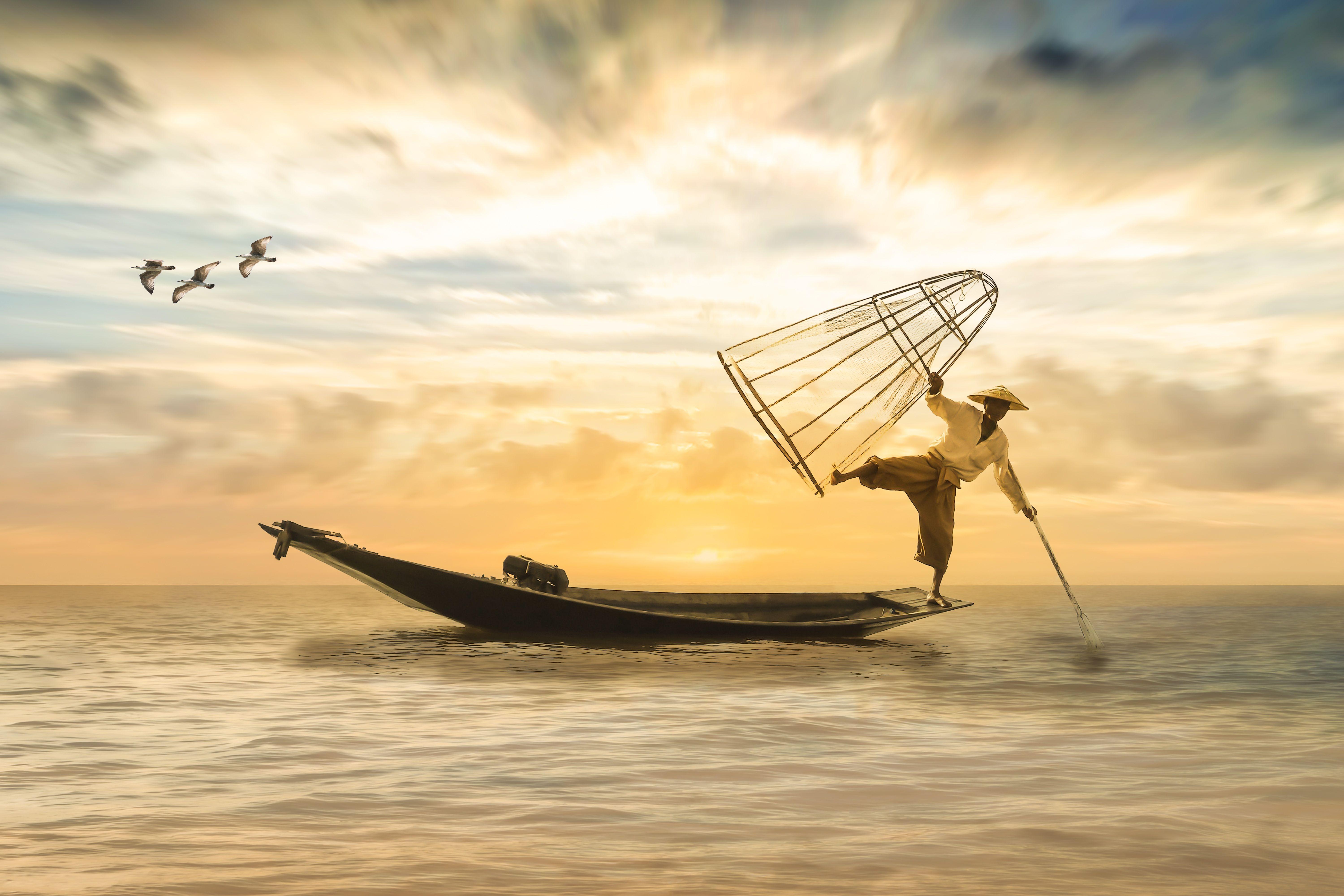 6000x4000 Fisherman Fishing Boat Laptop Full HD 1080P HD 4k Wallpaper, Image, Background, Photo and Picture