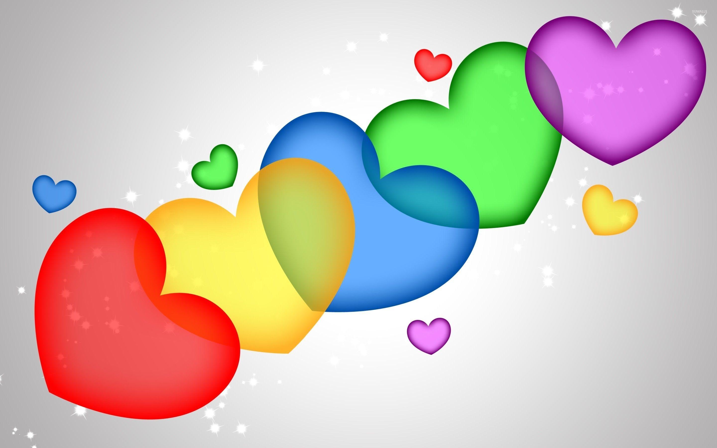 2880x1800 Colorful Hearts Wallpaper