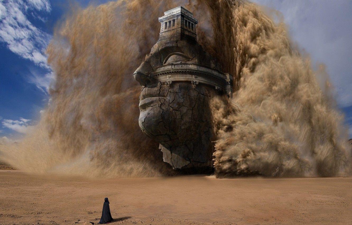 1332x850 Wallpaper sand, face, desert, storm, MAG image for desktop, section фантастика