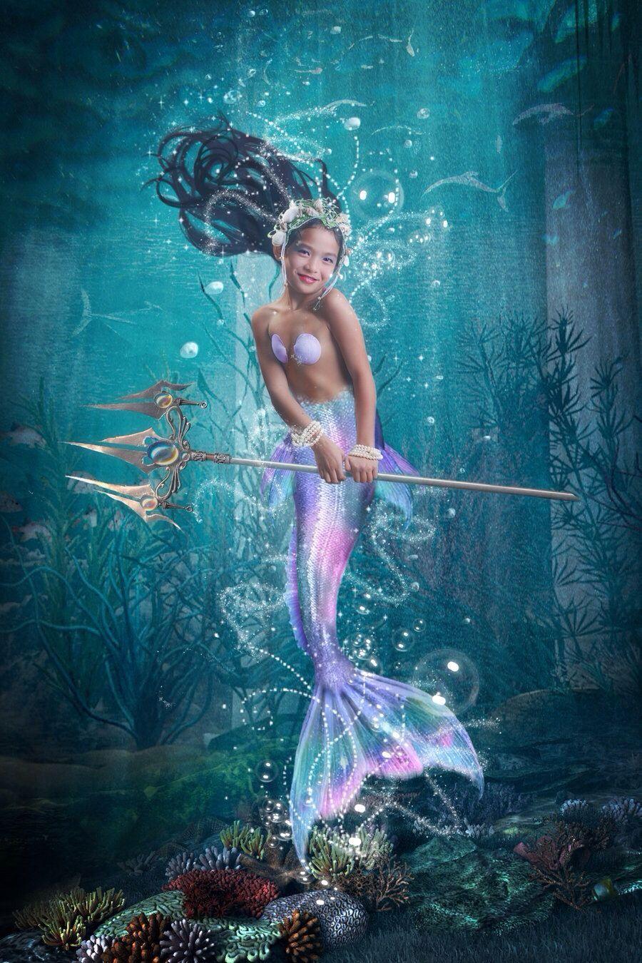 900x1350 Mermaid with multi color tail under the Sea. Mermaid wallpaper, Beautiful mermaids, Mermaid picture