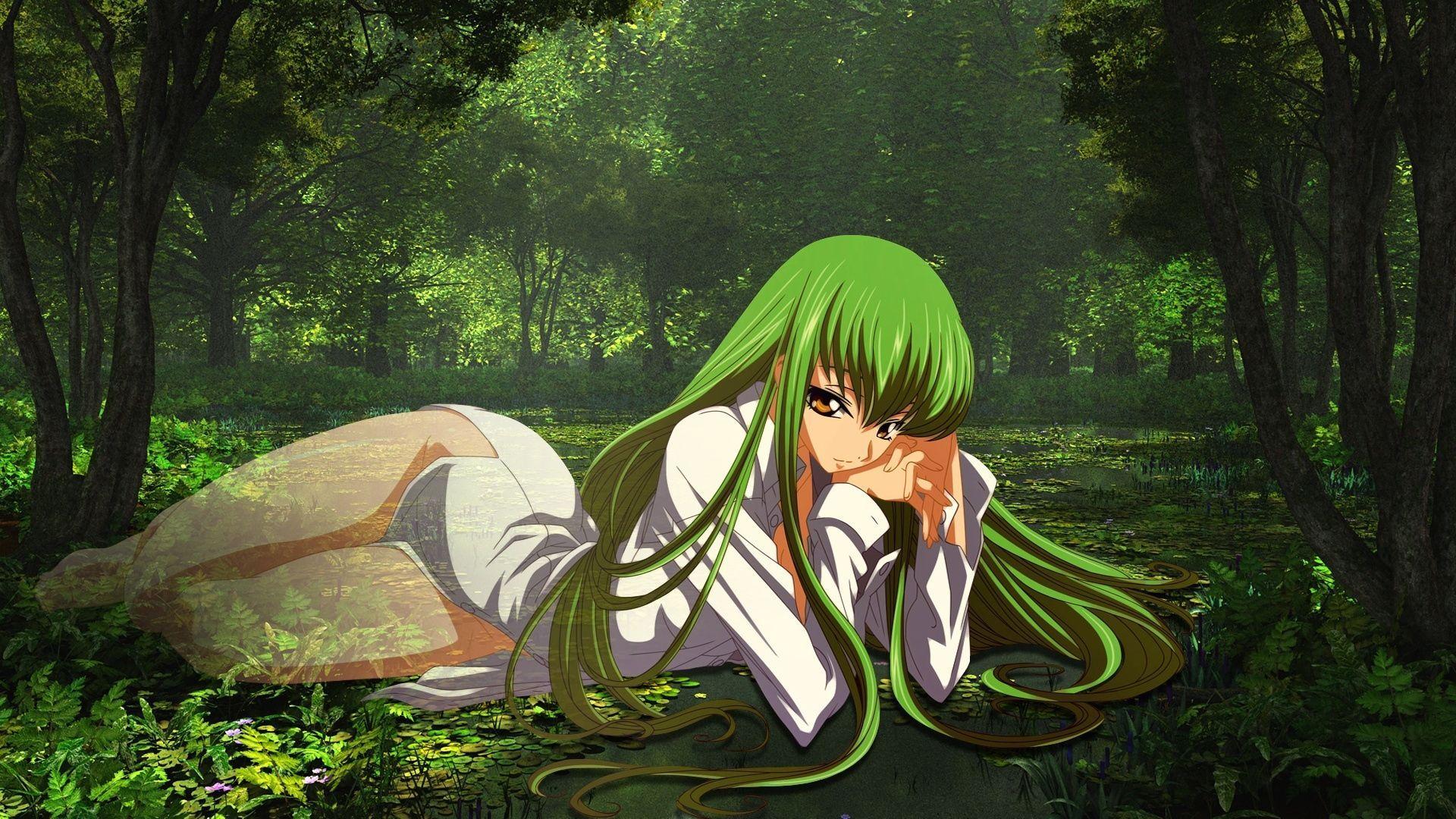 1920x1080 Green Anime Wallpaper