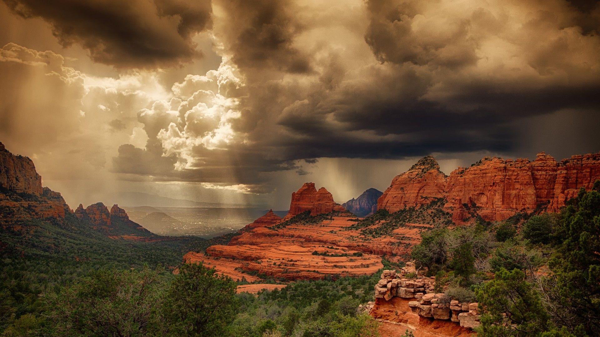 1920x1080 Free download Desktop wallpaper Storm clouds over the red rocks of Sedona Arizona [1920x1080] for your Desktop, Mobile & Tablet. Explore Desert Storm Wallpaper. Desert Landscape Wallpaper, Arizona Desert