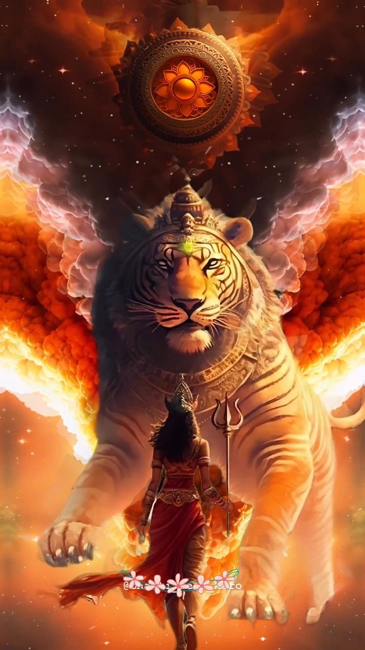 720x1280 Divine tiger. Shiv durga wallpaper, Hindu tiger art, Tiger picture