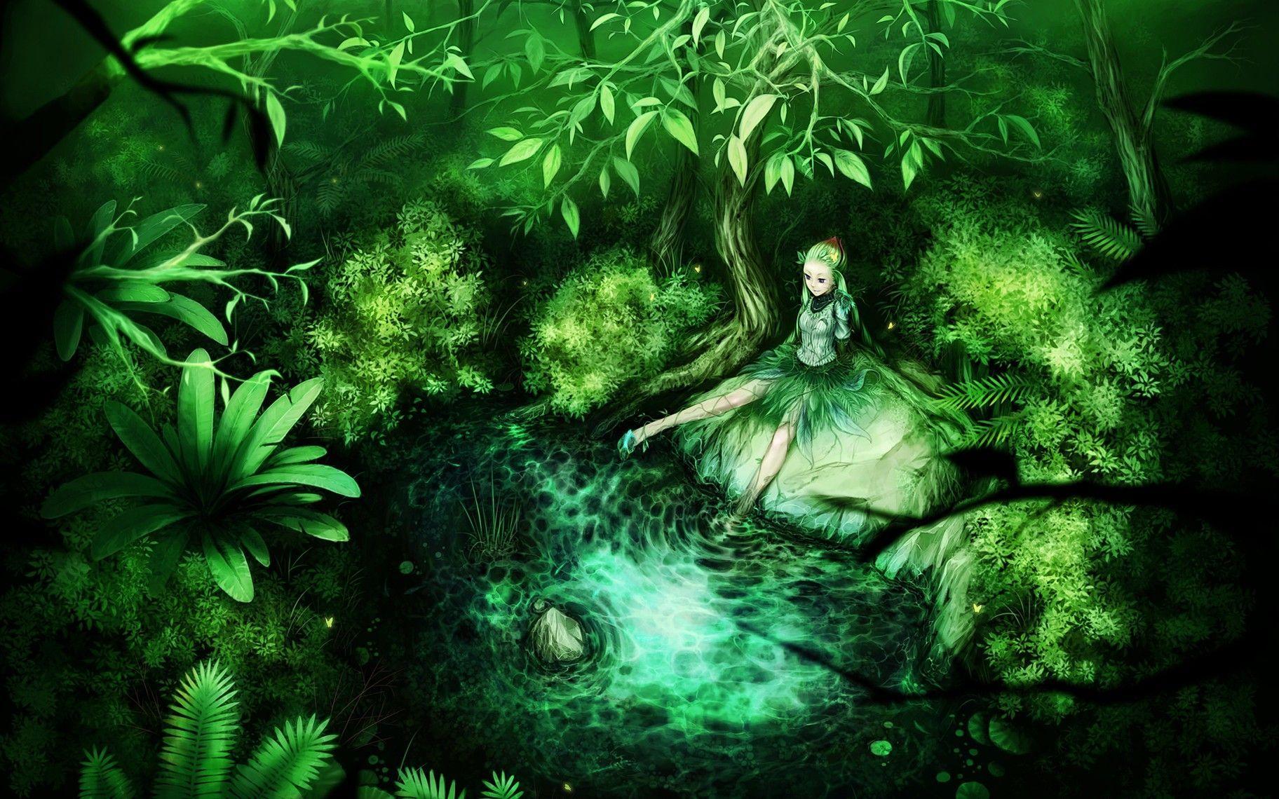 1824x1140 Green Anime Wallpaper. Fairy wallpaper, Fantasy girl, Fantasy posters