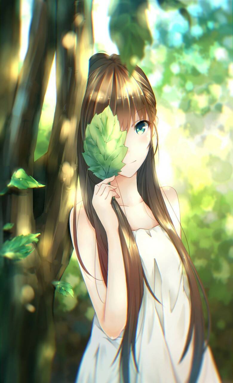 anime girl with brown hair and green eyes