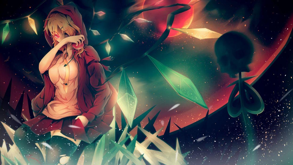 1245x700 Anime girl green red white love short hair wallpaperx1440