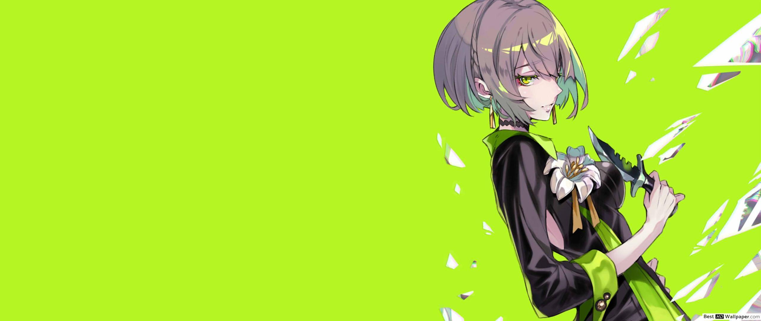 2560x1080 Anime Girl in black dress HD wallpaper download