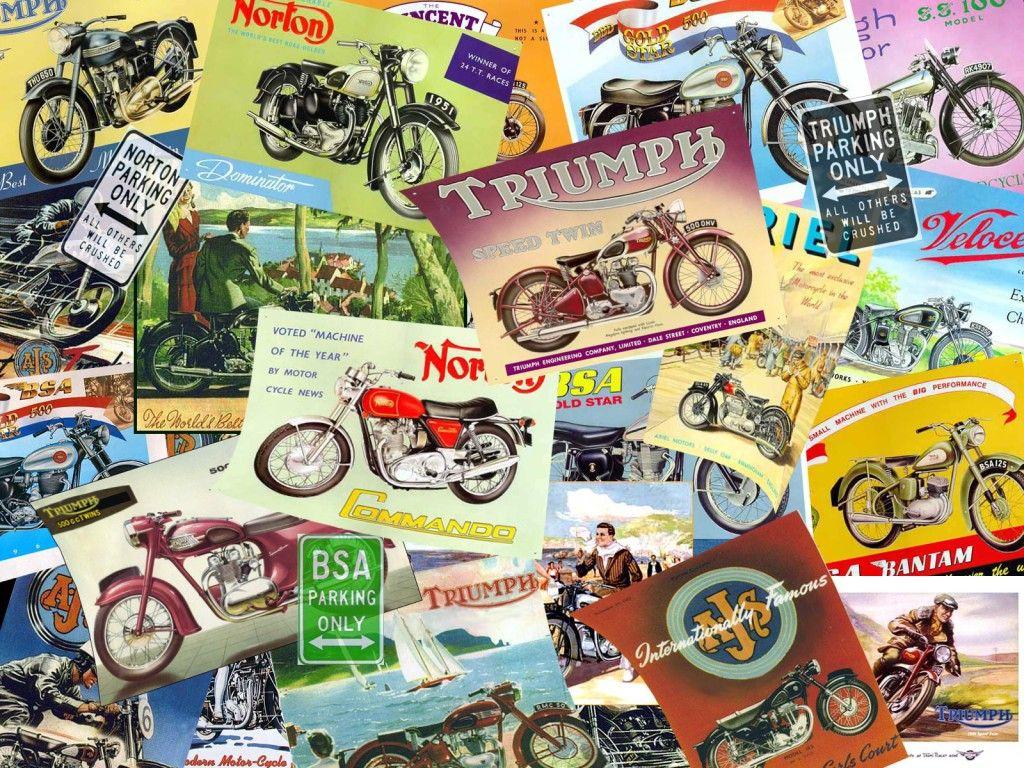 1024x768 quackPOT.com Gallery - Old School Motorcycles - Old_Bikes_Collage