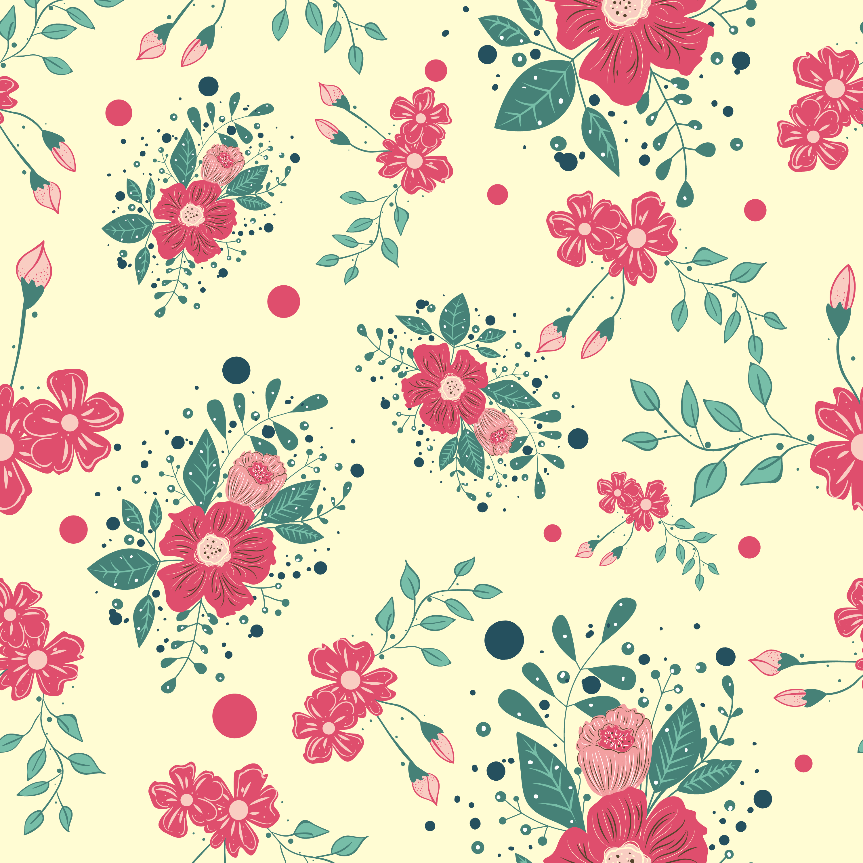 3000x3000 Seamless floral pattern. Great for wallpaper, wrapping paper By ErikaVectorika