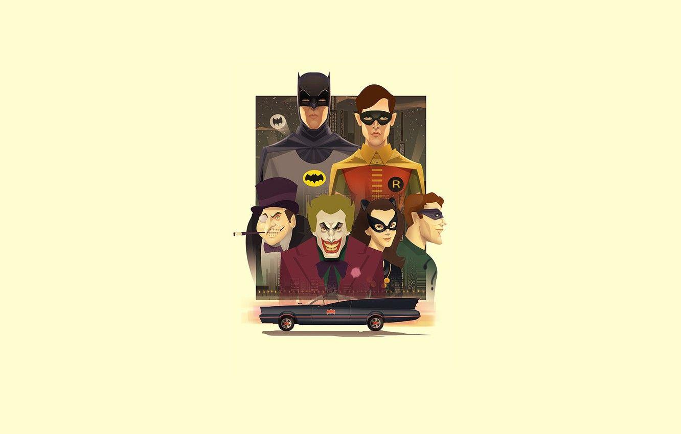 1332x850 Wallpaper Minimalism, Art, Batman, Joker, Robin, Retro, Penguin, Batman 60s, Cristhian Hova, by Cristhian Hova image for desktop, section минимализм