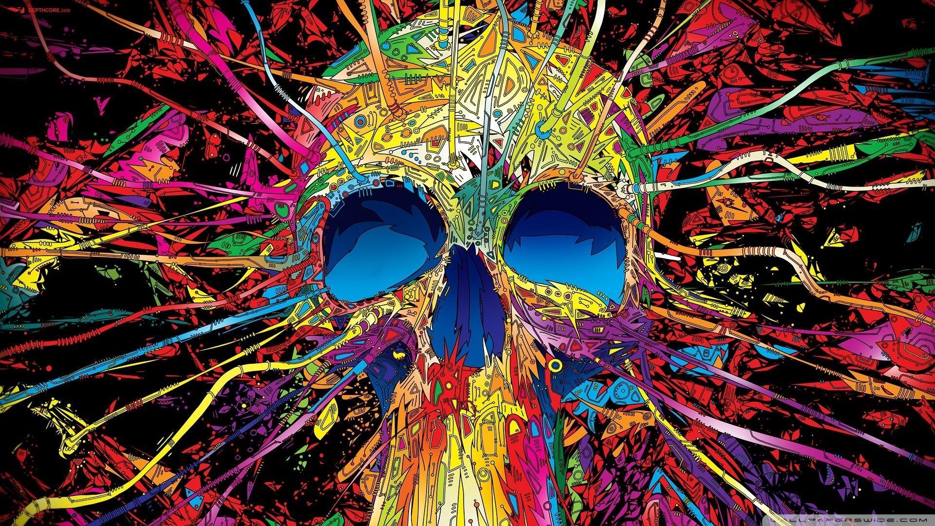 1920x1080 New HD Colorful Wallpaper 1080P FULL HD 1080p For PC Background. Skull wallpaper, Artistic wallpaper, Psychedelic art