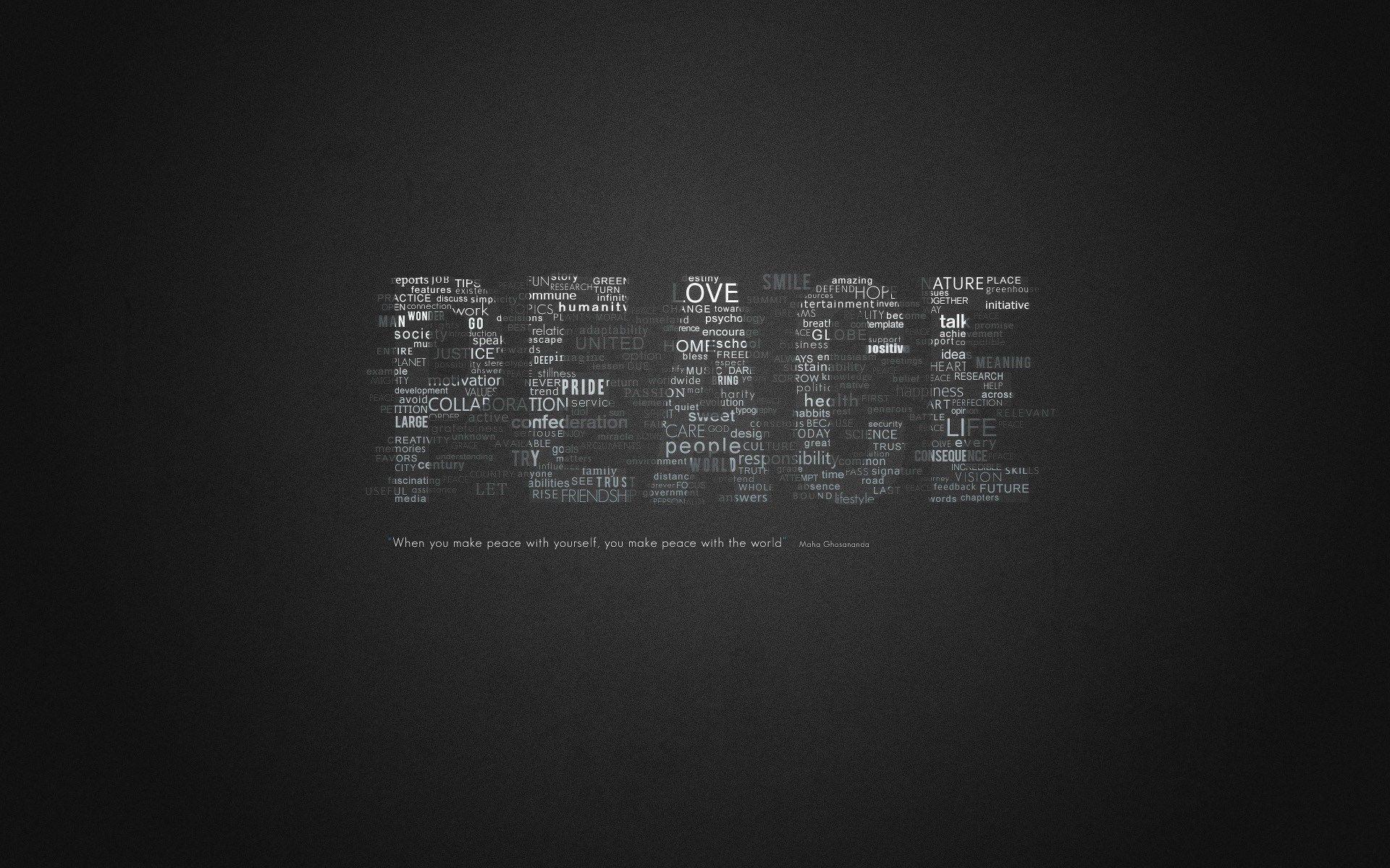 1920x1200 Word Peace Composed of Words HD Wallpaper. Photohop tutorial typography, Typography tutorial, Photohop typography