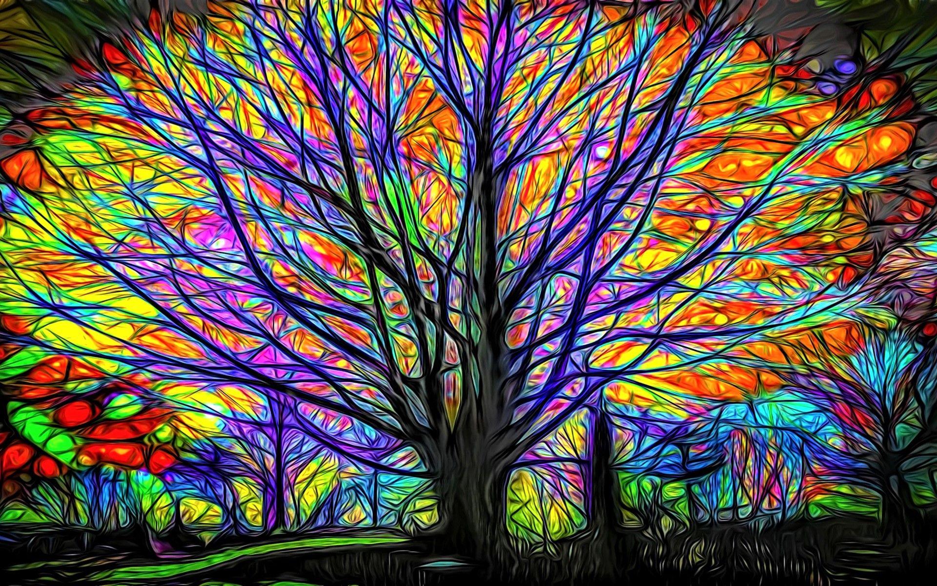 1920x1200 Tree, CGI, Colors, Artistic, Colorful wallpaper. Mocah.org HD Desktop Wallpaper