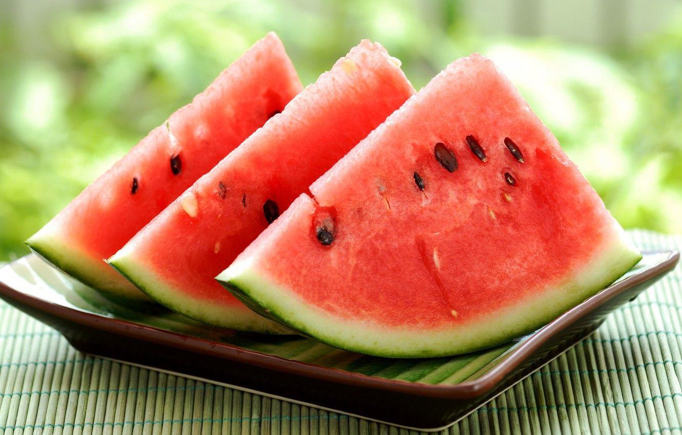 1332x850 Wallpaper summer, watermelon, plate, slices, watermelon image for desktop, section еда