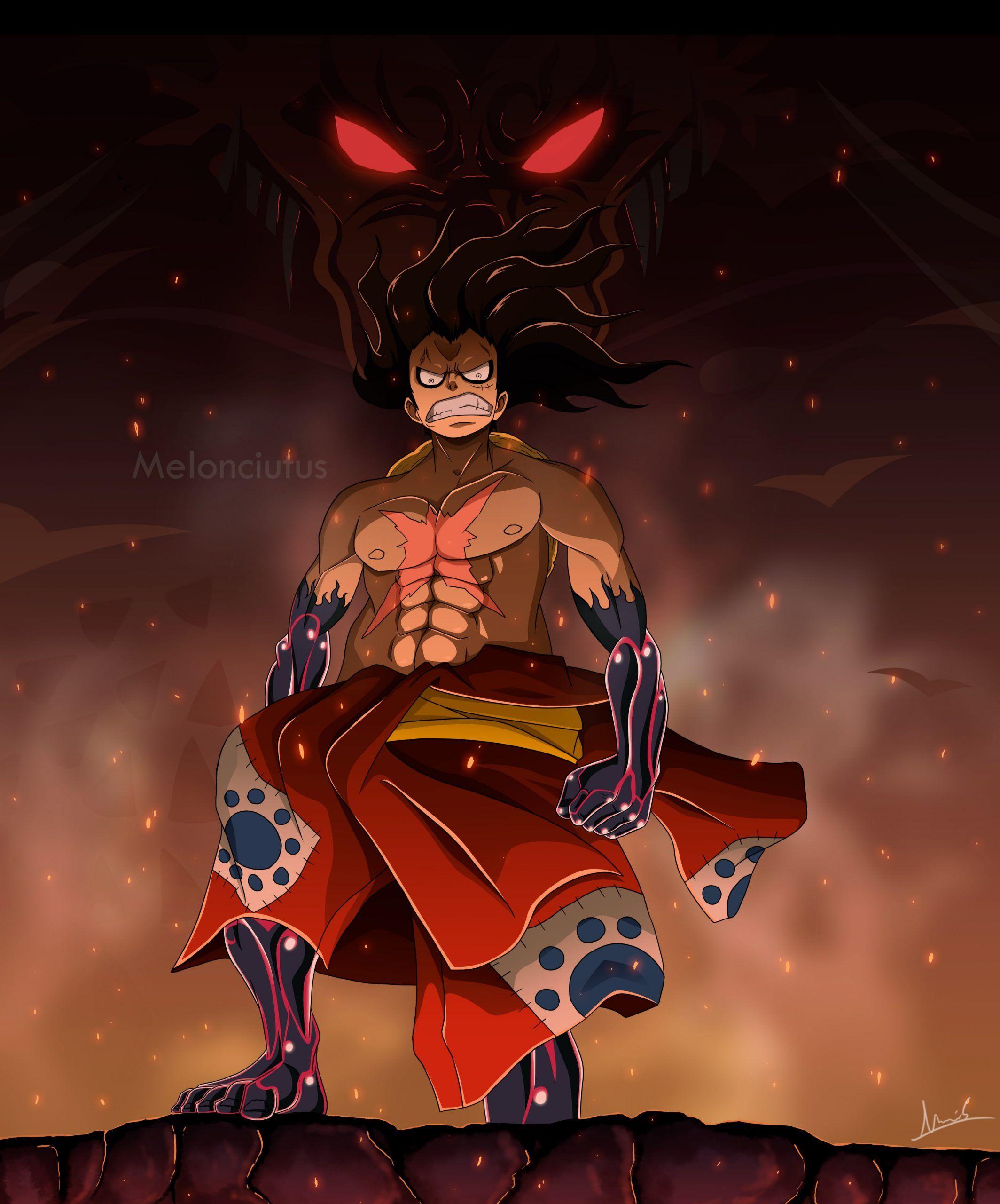 2128x2560 One Piece, Monkey D. Luffy, Kaido, Gear Fourth Snakeman, Dark Wallpaper