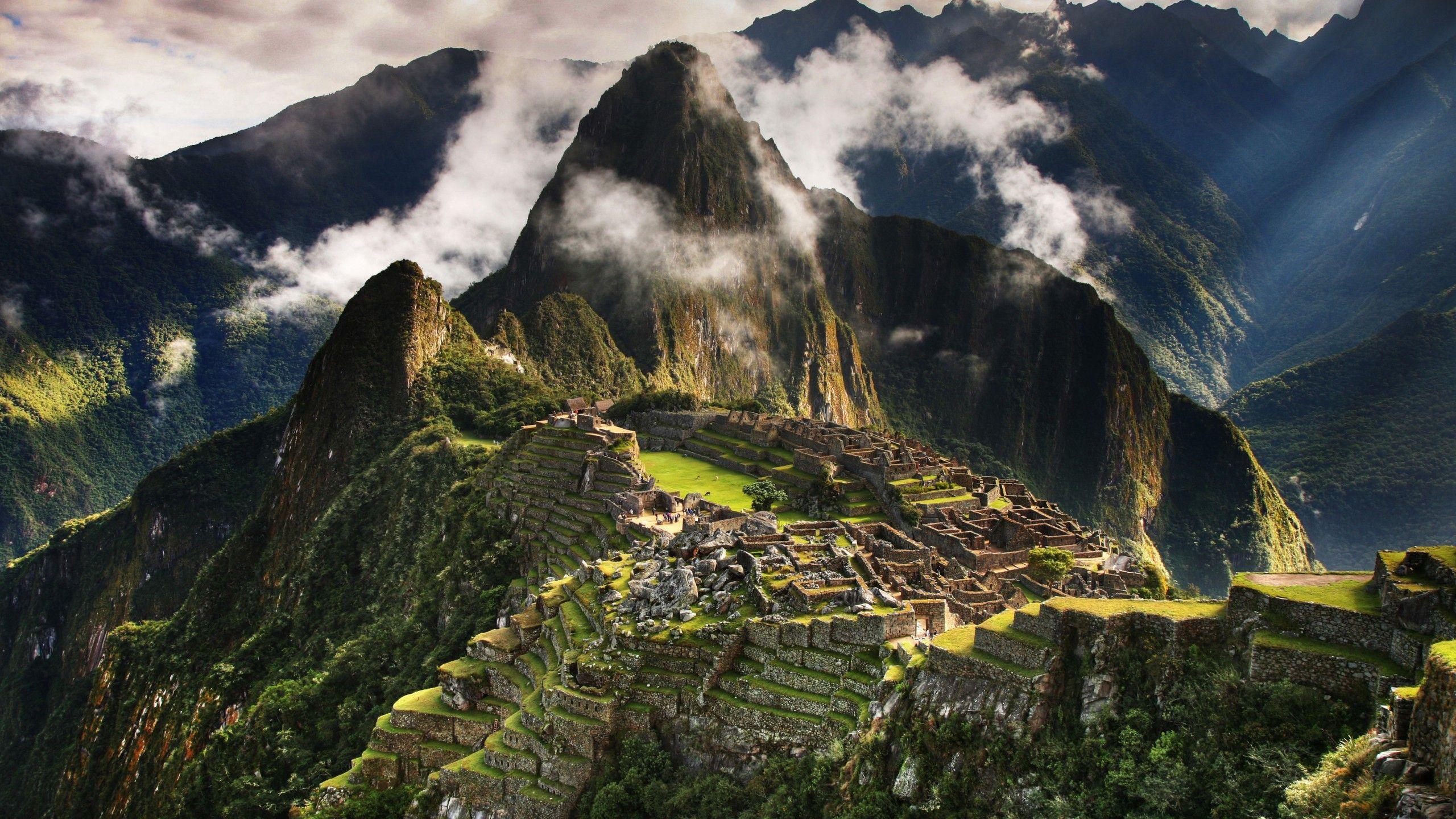 2560x1440 Wallpaper Machu Picchu, 5k, 4k wallpaper, Peru, mountains, clouds, hills, Nature