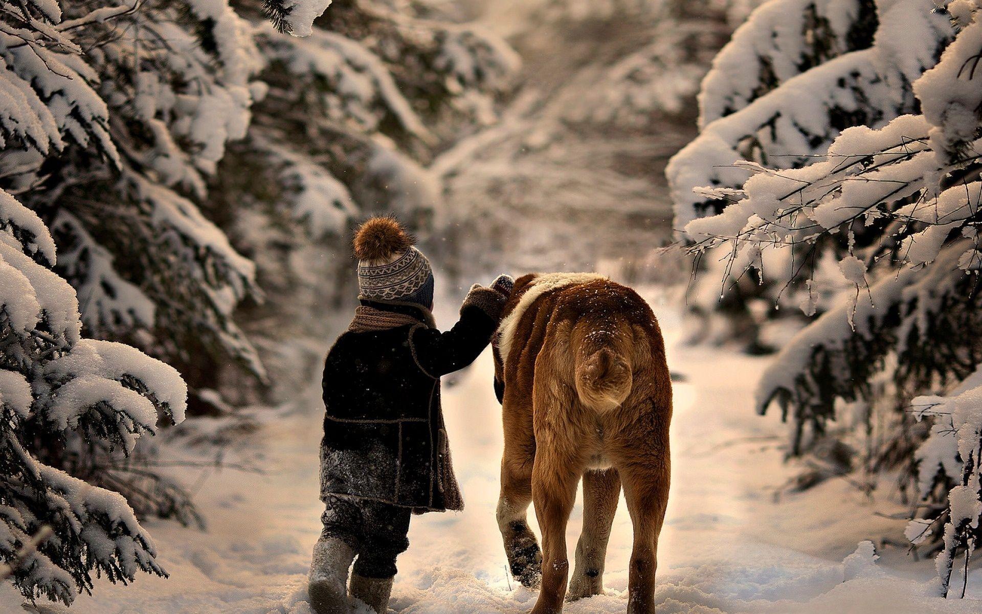 1920x1200 Wallpaper. Children. photo. picture. nature, winter, theme, children, boy