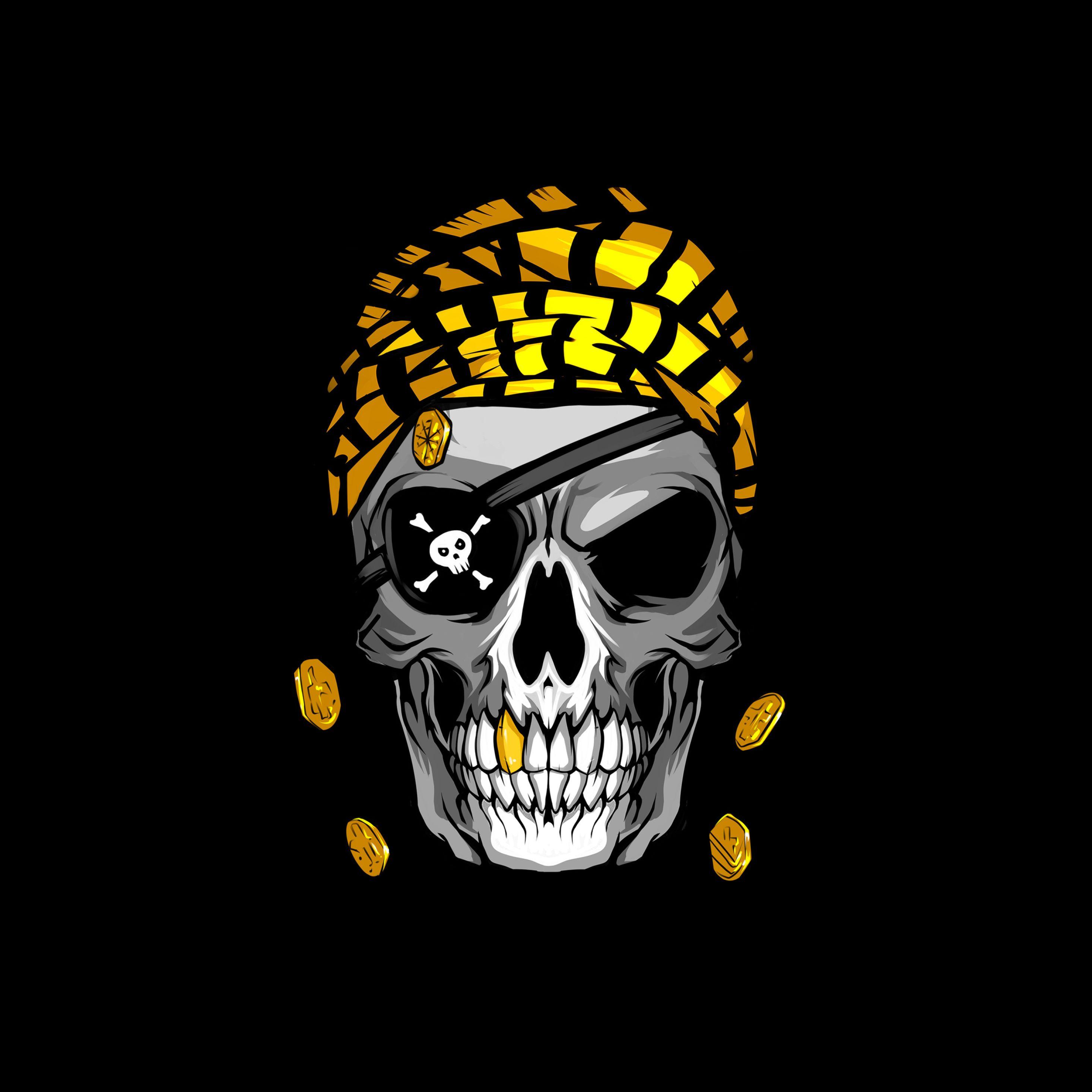 2932x2932 Pirate Skull Gold iPad Pro Retina Display Wallpaper, HD Minimalist 4K Wallpaper, Image, Photo and Background