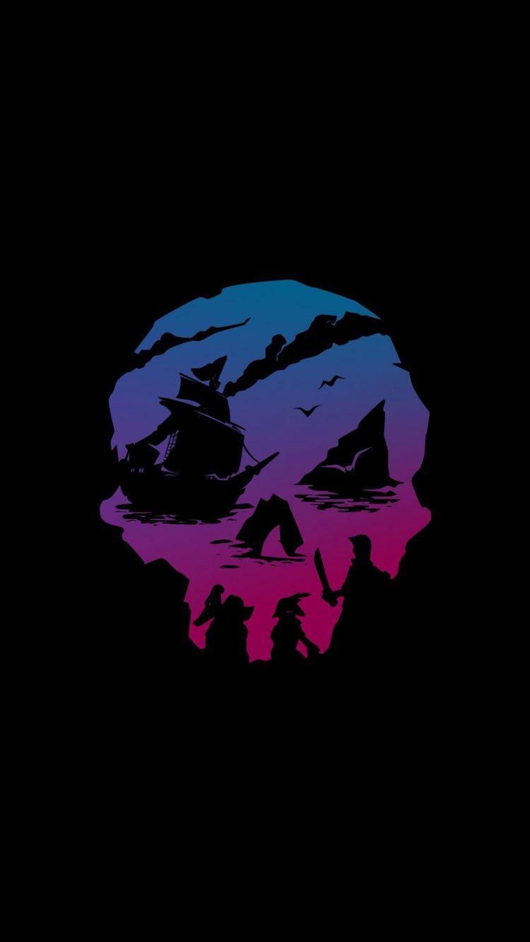 750x1334 Download Sea of Thieves, pirates, skull, minimal wallpaper, 750x iphone iPhone 8