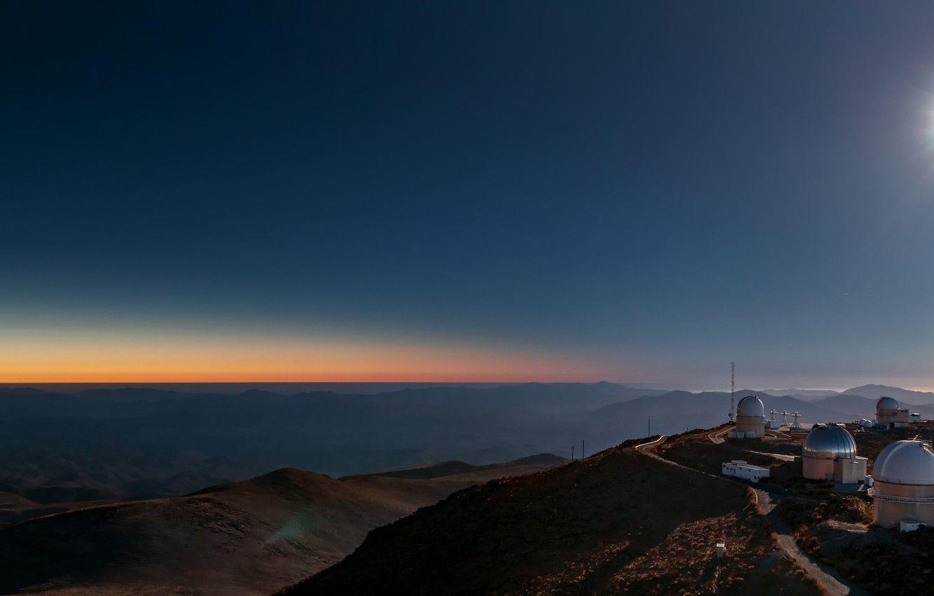 1332x850 Wallpaper Horizon, Skyline, Mountains, Observatory, Chili, Atacama Desert, The Sun, The Chair, La Silla Observatory, ESO observatory, Andes mountains. image for desktop, section пейзажи