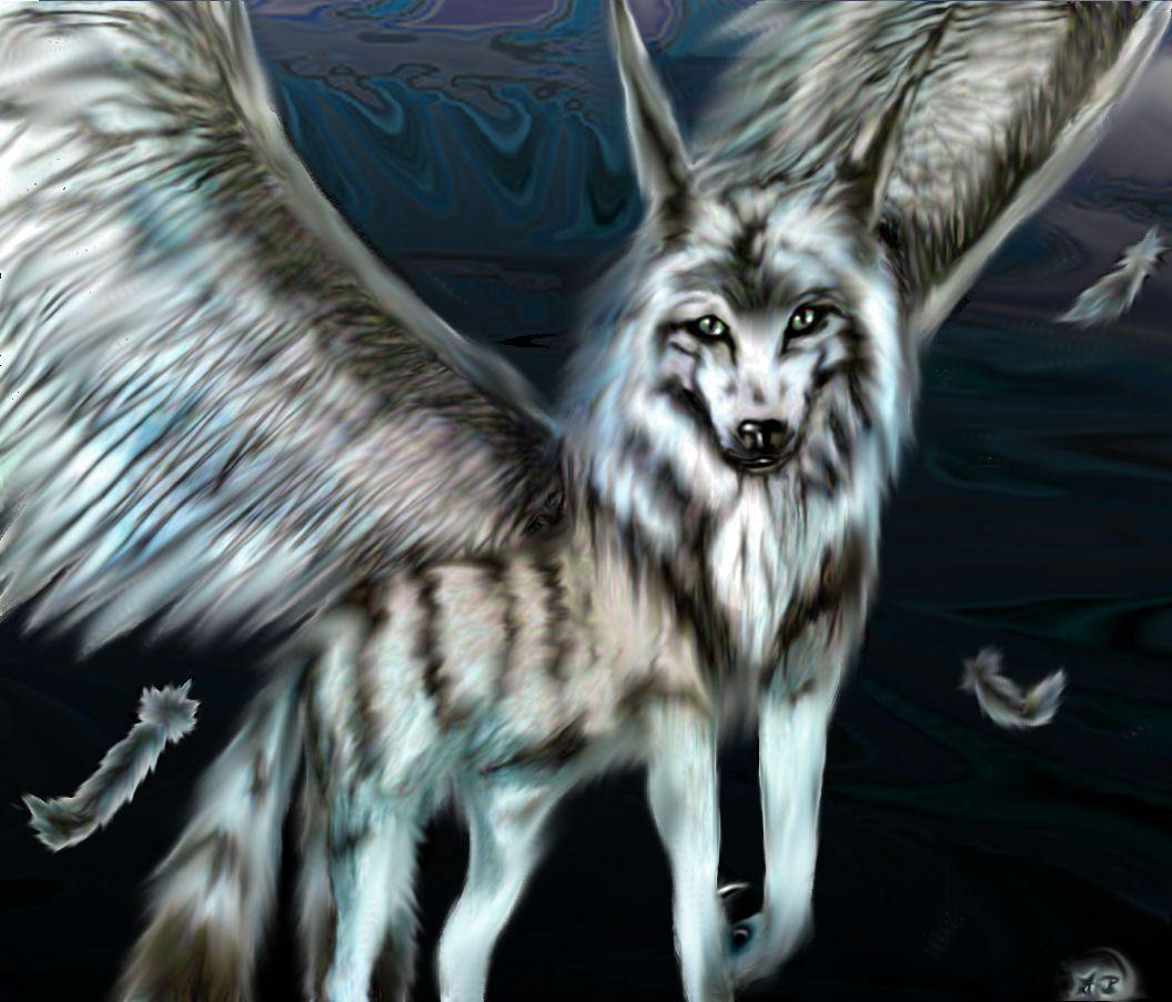 Gift White Winged Wolf for Cresun by Rikkoshaye  Fur Affinity dot net