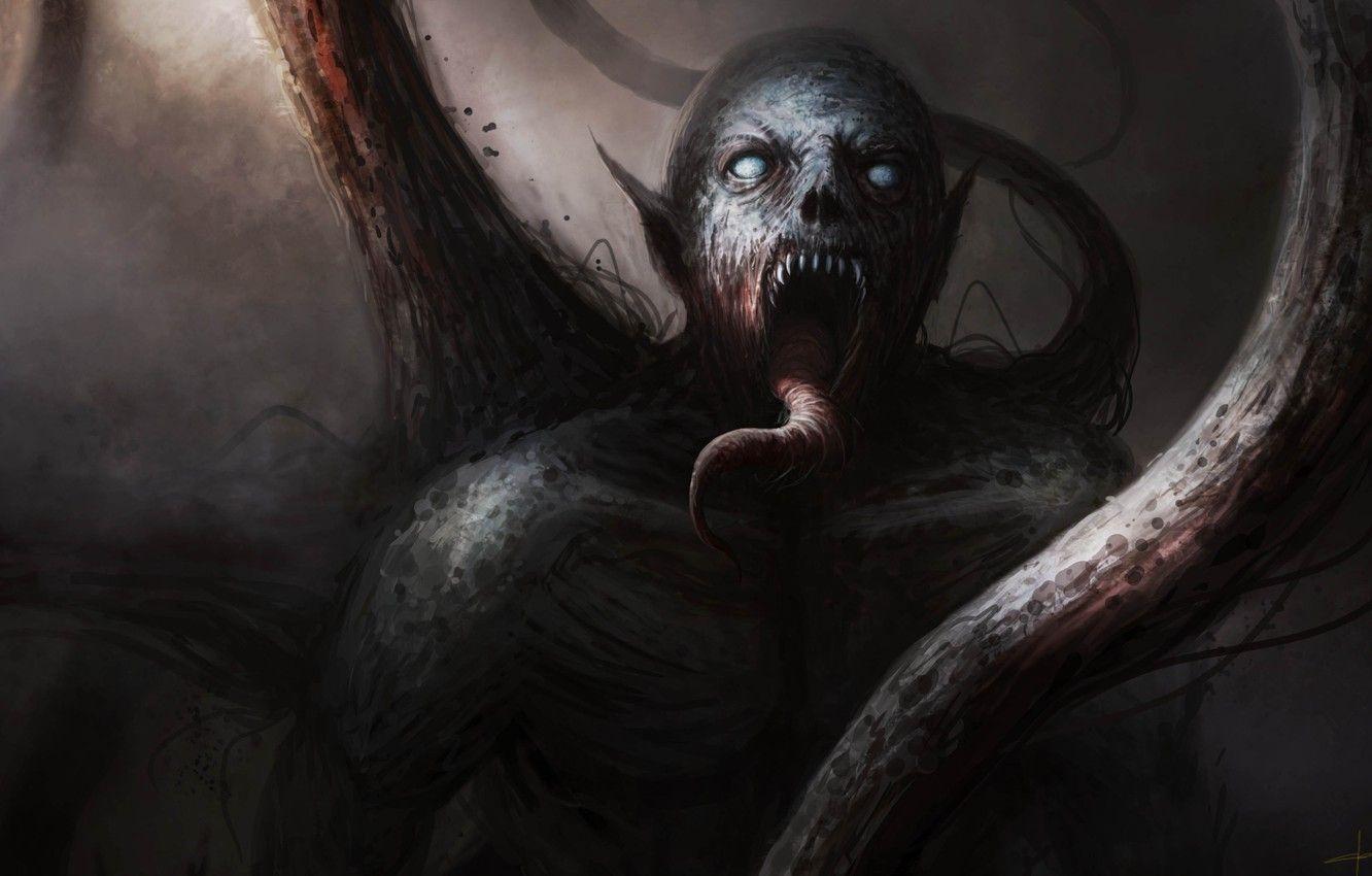 1332x850 Wallpaper language, darkness, The demon, monster image for desktop, section фантастика