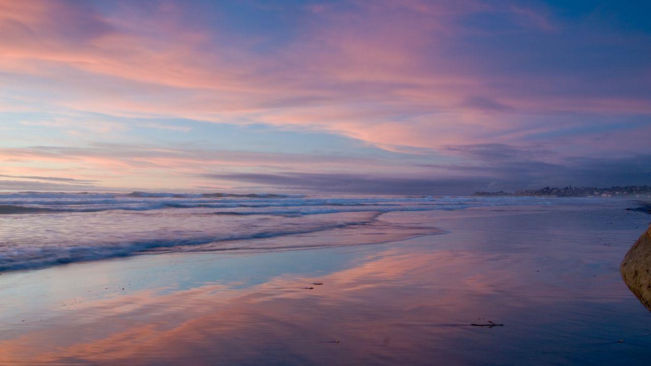 1280x720 Download wallpaper 1280x720 ocean, shore, beach, sky, california hd, hdv, 720p HD background