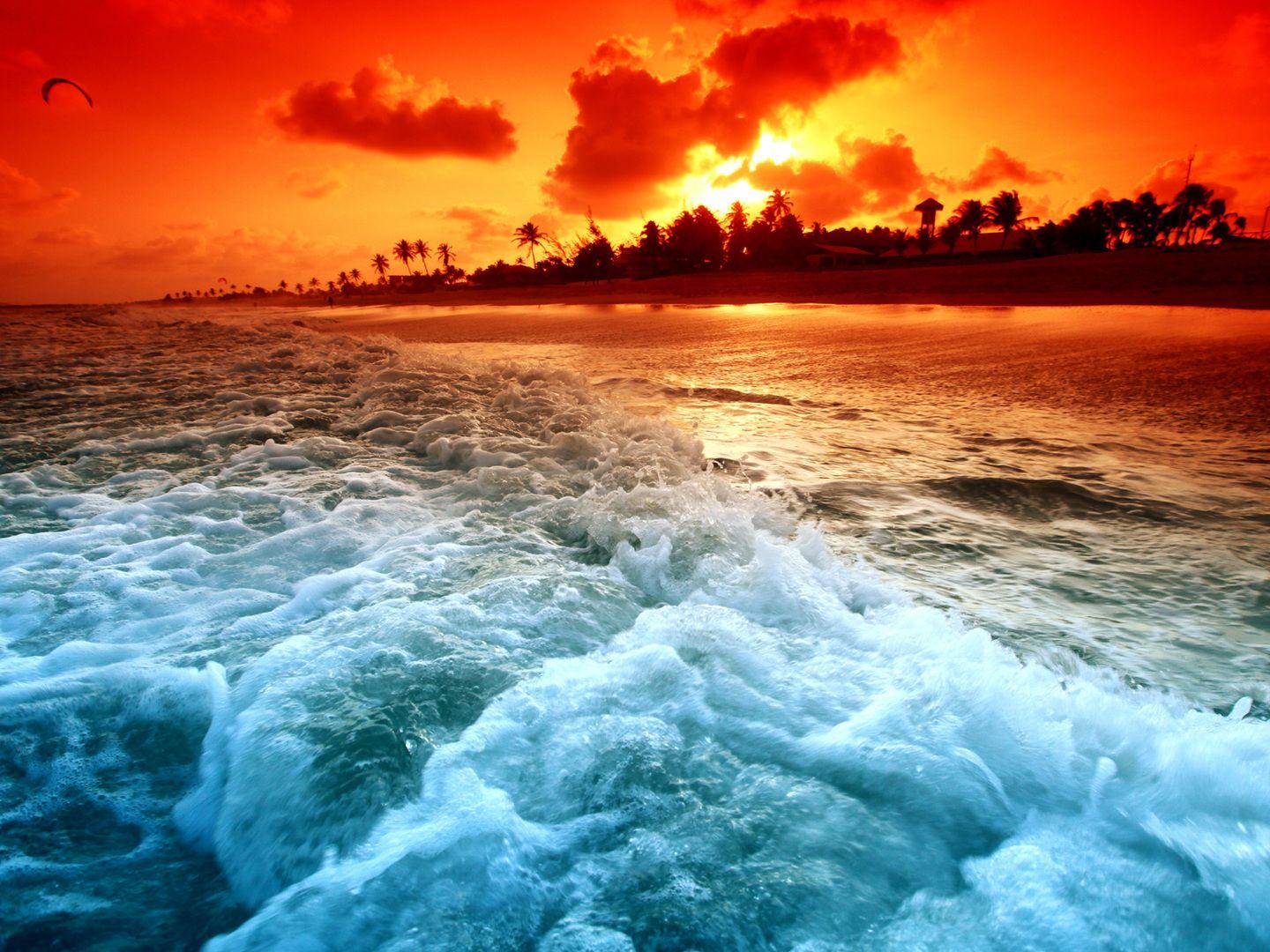 1440x1080 Magical ocean sunset wallpaper