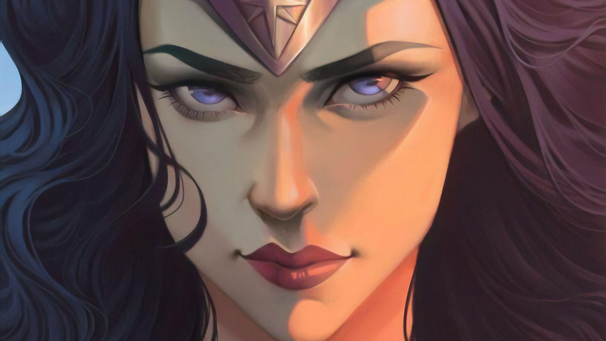 2000x1125 Wonder Woman Face Portrait, HD Superheroes, 4k Wallpaper, Image, Background, Photo and Picture