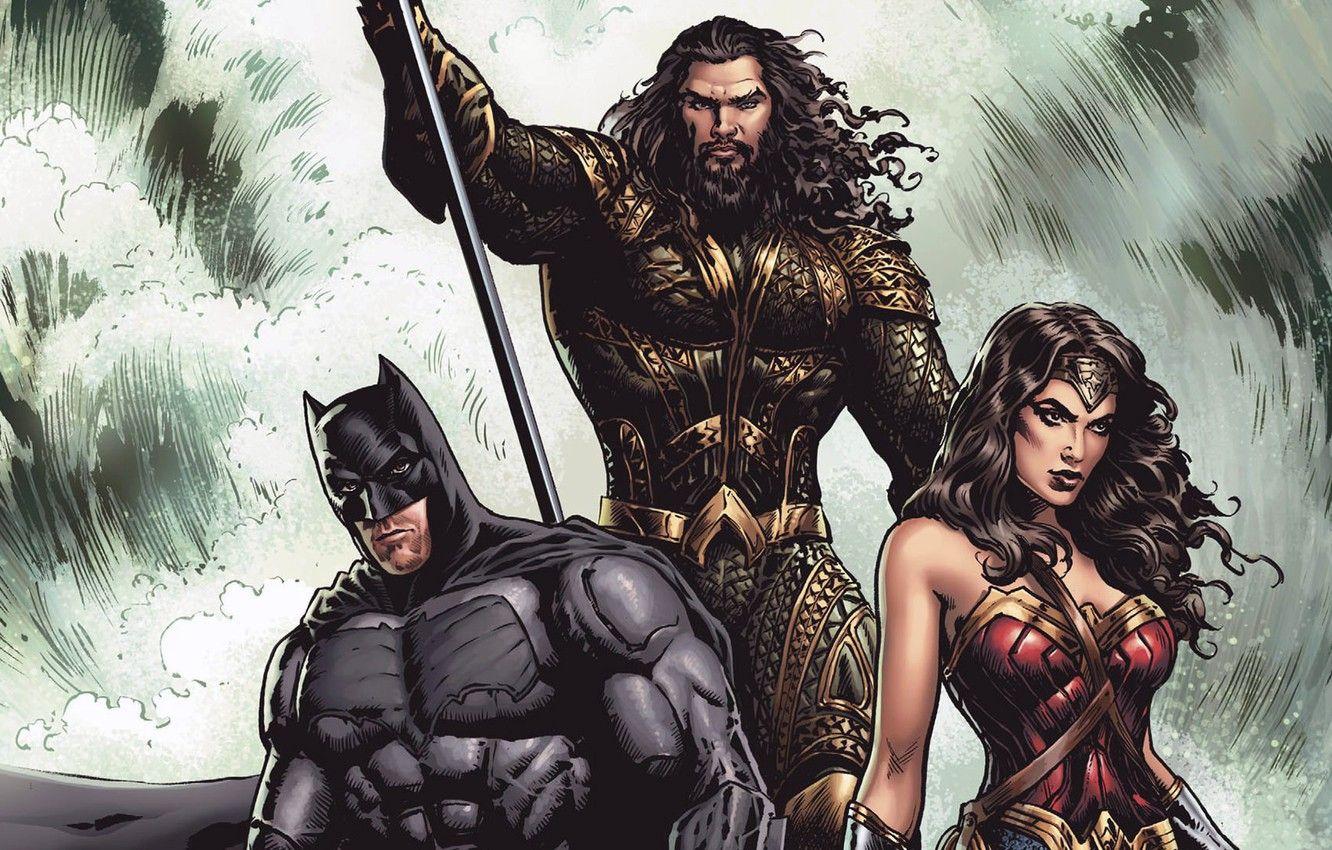 1332x850 Wallpaper fantasy, Wonder Woman, Batman, comics, artwork, mask, superheroes, costume, fantasy art, Aquaman, Justice League image for desktop, section фантастика