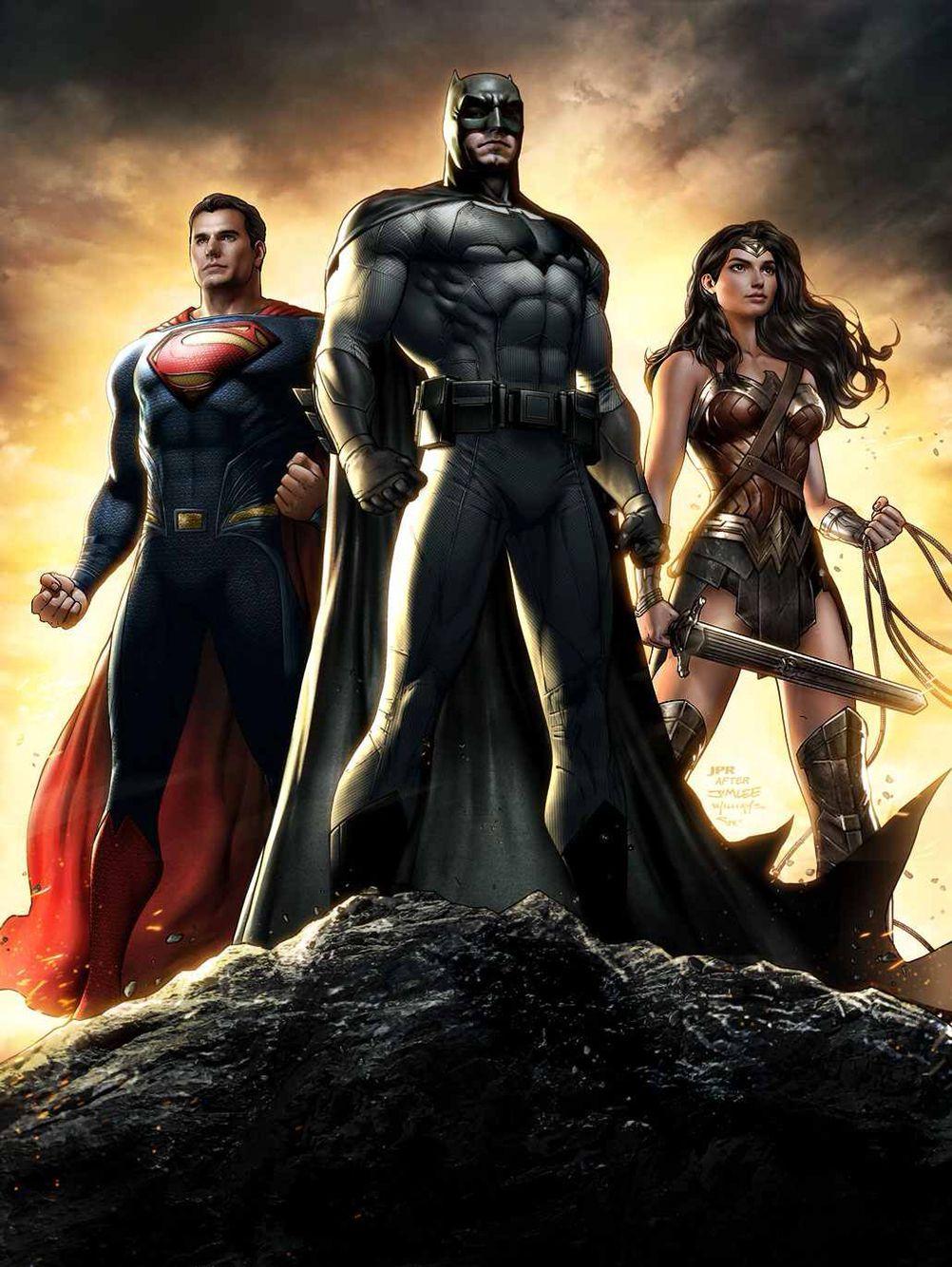 1002x1334 Batman Superman Wonder Woman Wallpaper