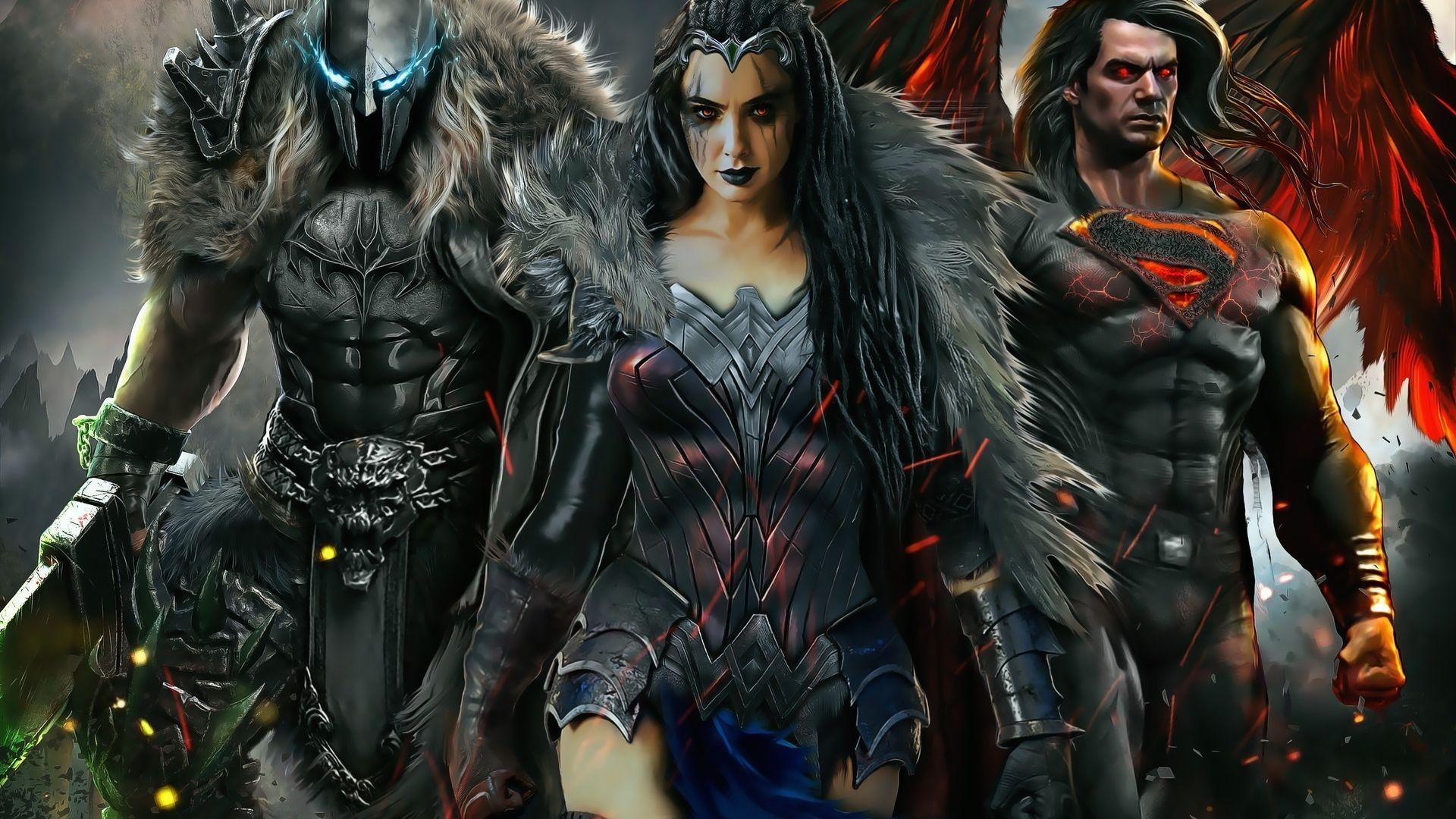 1920x1080 Desktop wallpaper dark trinity, batman, wonder woman, superman, artwork, HD image, picture, background, e95c60