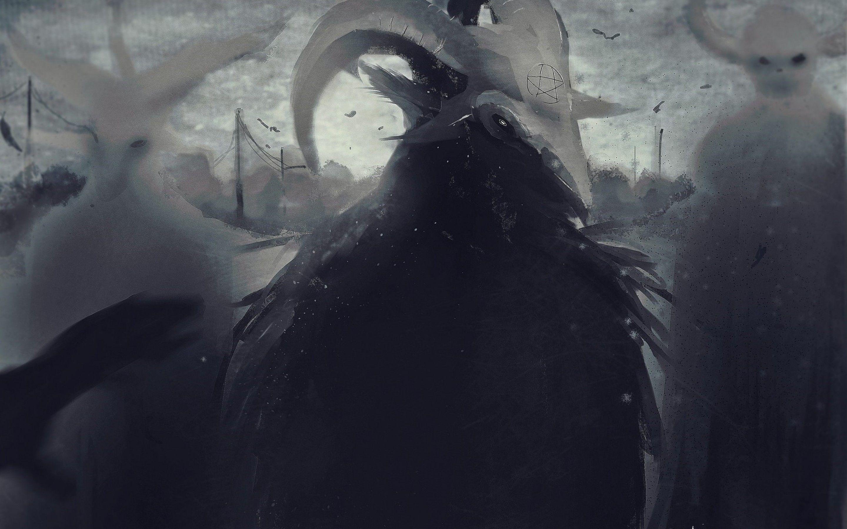 2880x1800 Download 2880x1800 Satan, Horns, Demon, Artwork, Creepy, Horror Wallpaper for MacBook Pro 15 inch