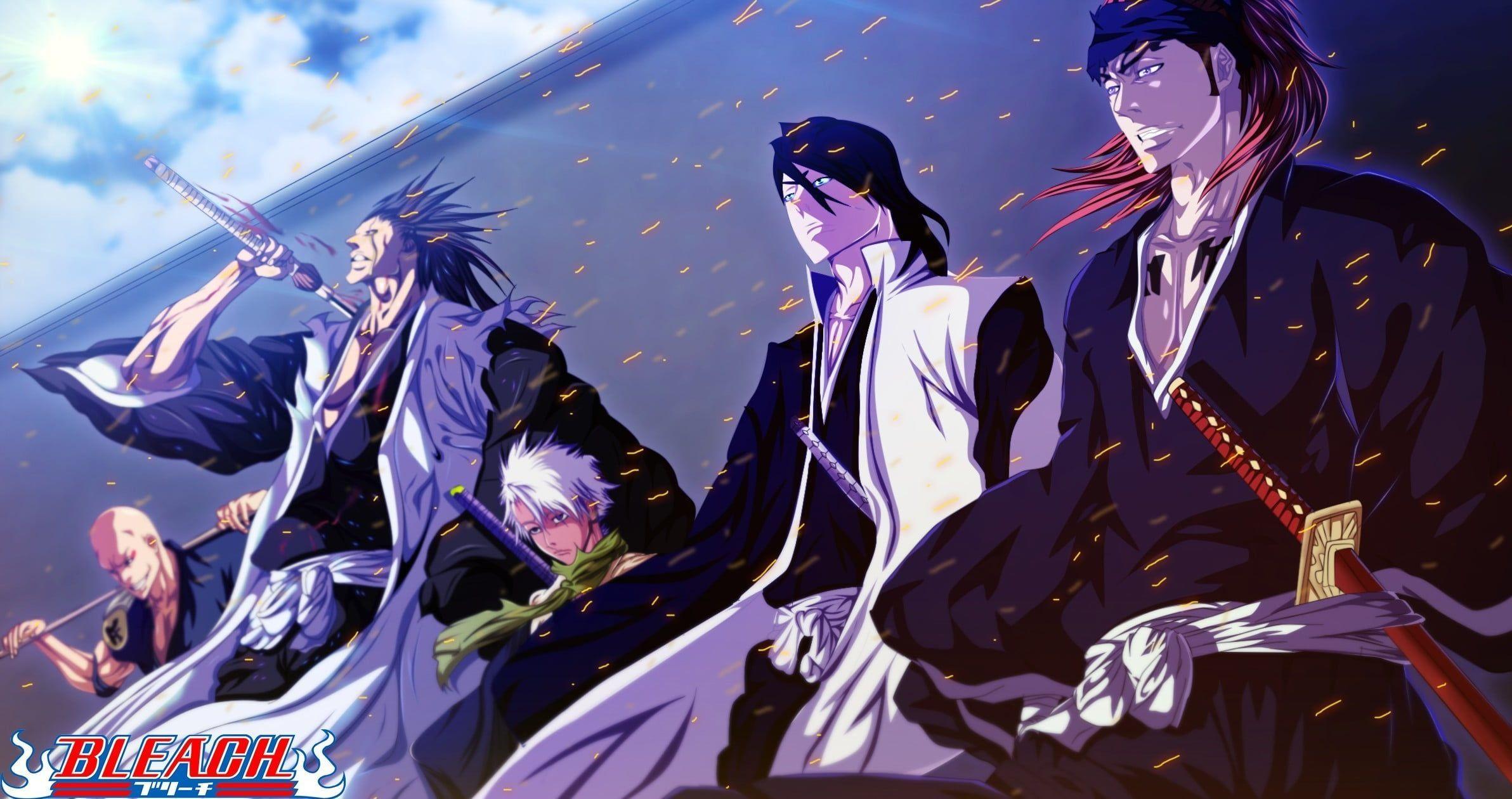 2384x1260 Bleach characters digital wallpaper #Bleach Zaraki Kenpachi Kuchiki Byakuya Abarai Renji Ikk. Bleach characters, HD anime wallpaper, Anime background wallpaper