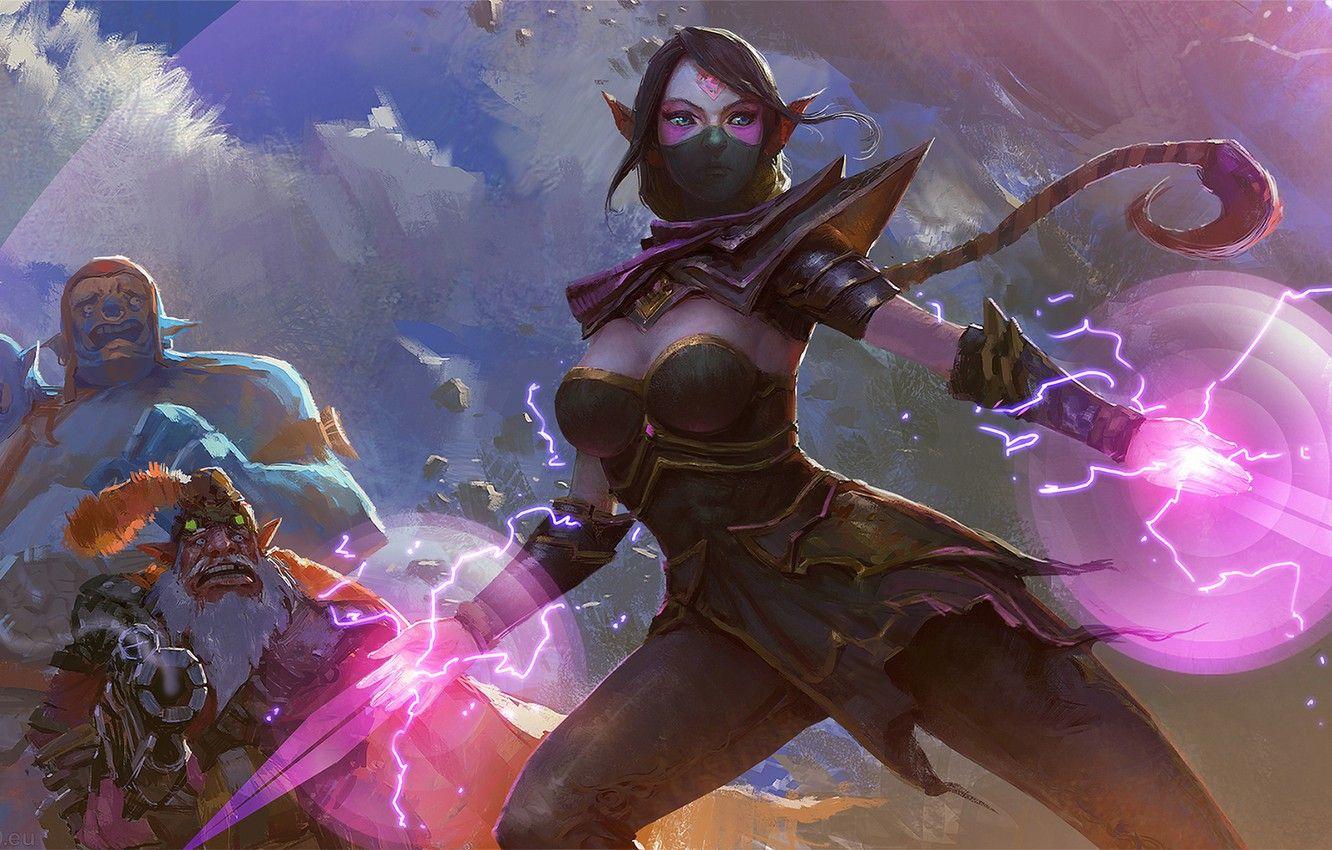 1332x850 Wallpaper girl, art, Dota Sniper, Lana, Templar Assassin, Ogre Magi image for desktop, section игры