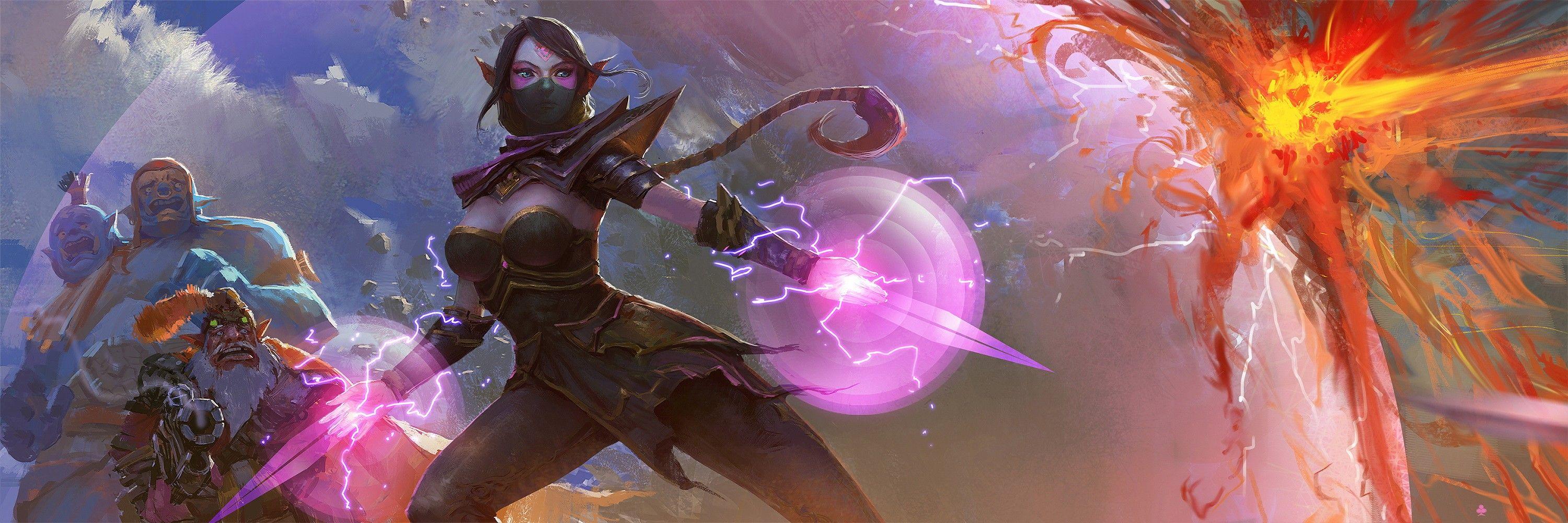 3000x1000 Lanaya Templar Assassin Ogre Magi Dota 2 Wallpaper:3000x1000