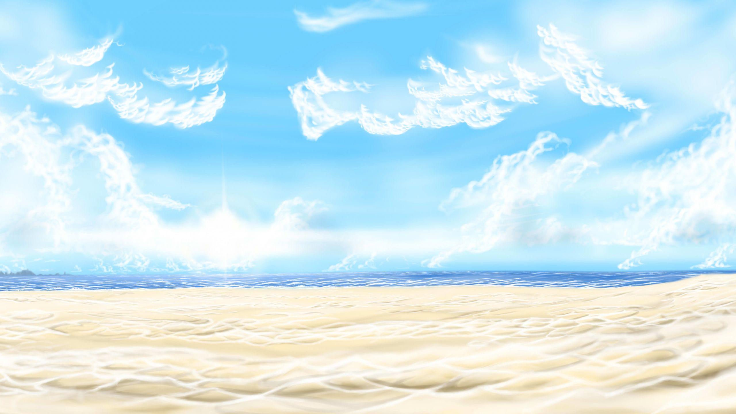 2560x1440 Desktop Wallpaper Clouds, Sky, Sea, Anime, 5k, HD Image, Picture, Background, 4b4725