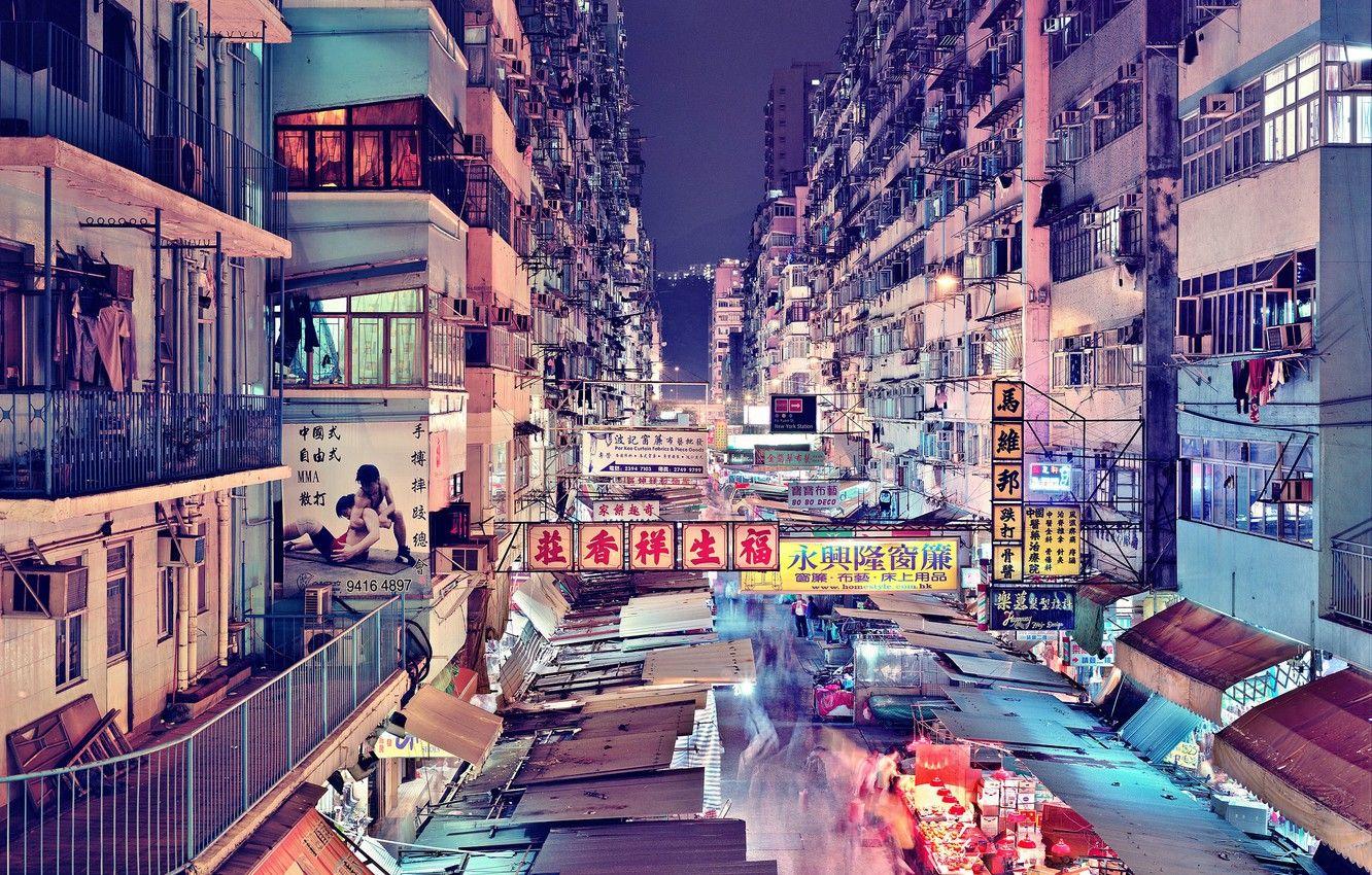 1332x850 Wallpaper people, food, Hong Kong, neon, China, downtown, apartments, stores, life, restaurants image for desktop, section город