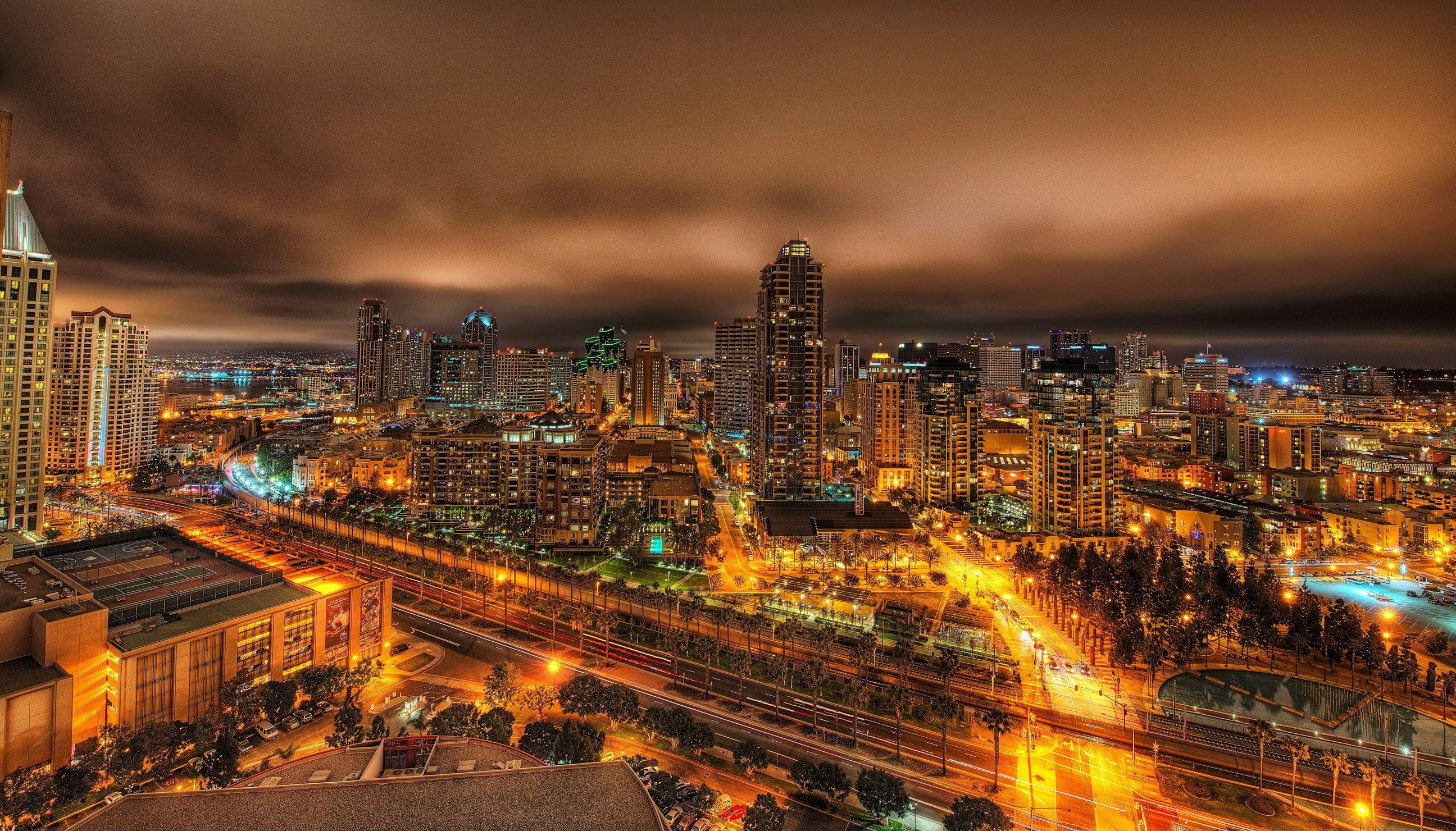 2592x1480 Wallpaper Usa Houses California San Diego From Above Diego At Night From Above HD Wallpaper