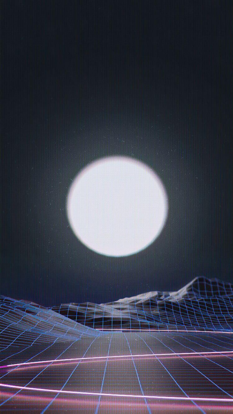 750x1334 Vaporwave Grid Moon 4k iPhone iPhone 6S, iPhone 7 HD 4k Wallpaper, Image, Background, Photo and Picture