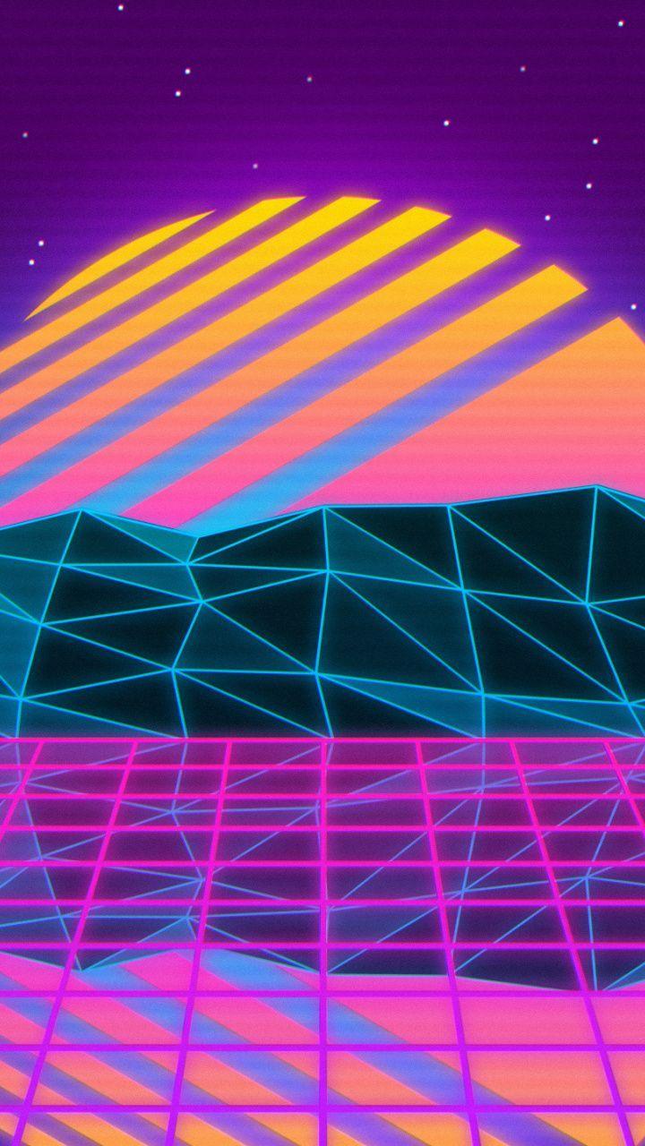 720x1280 Vaporwave, retro, sun, mountains, landscape, art, 720x1280 wallpaper. Vaporwave wallpaper, Vaporwave, Live wallpaper iphone