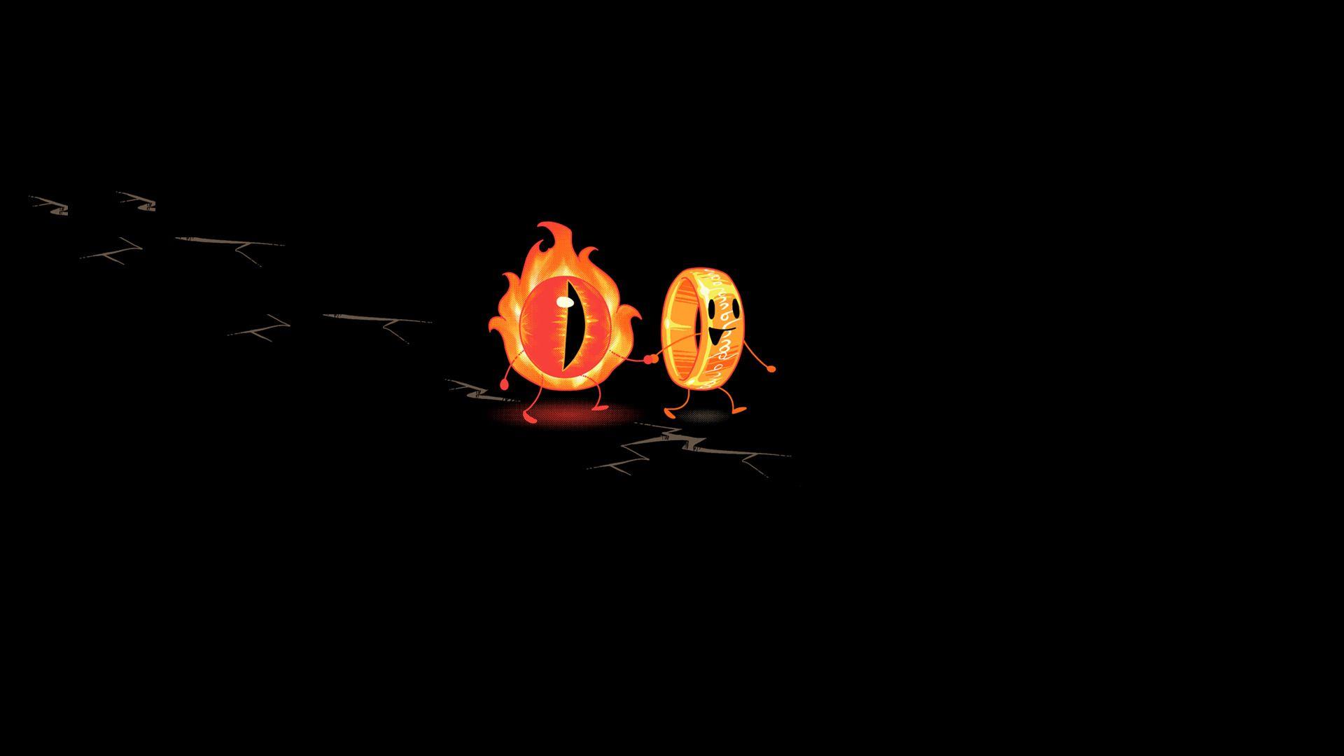 1920x1080 The Lord Of The Rings, Rings, The Eye Of Sauron, Minimalism, Humor Wallpaper HD / Desktop and Mobile Background