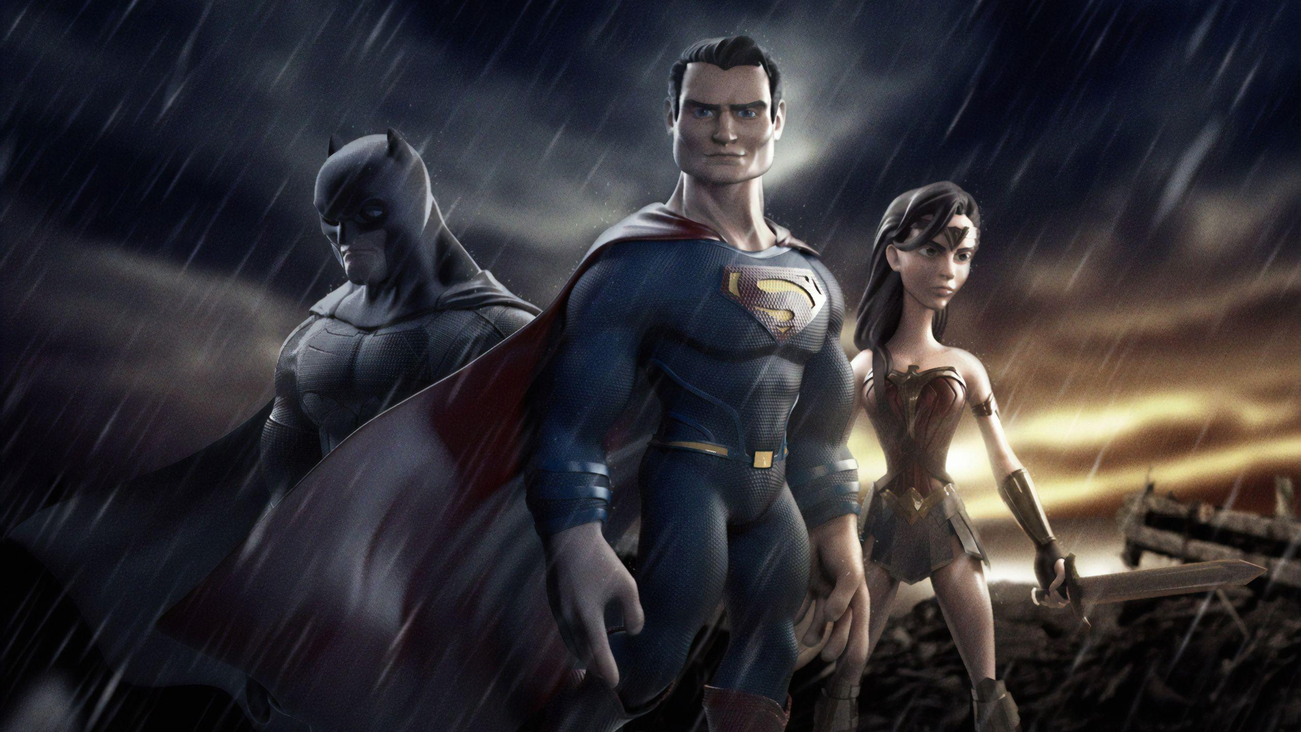 2560x1440 Artwork Batman Superman Wonder Woman, HD Superheroes, 4k Wallpaper, Image, Background, Photo and Picture