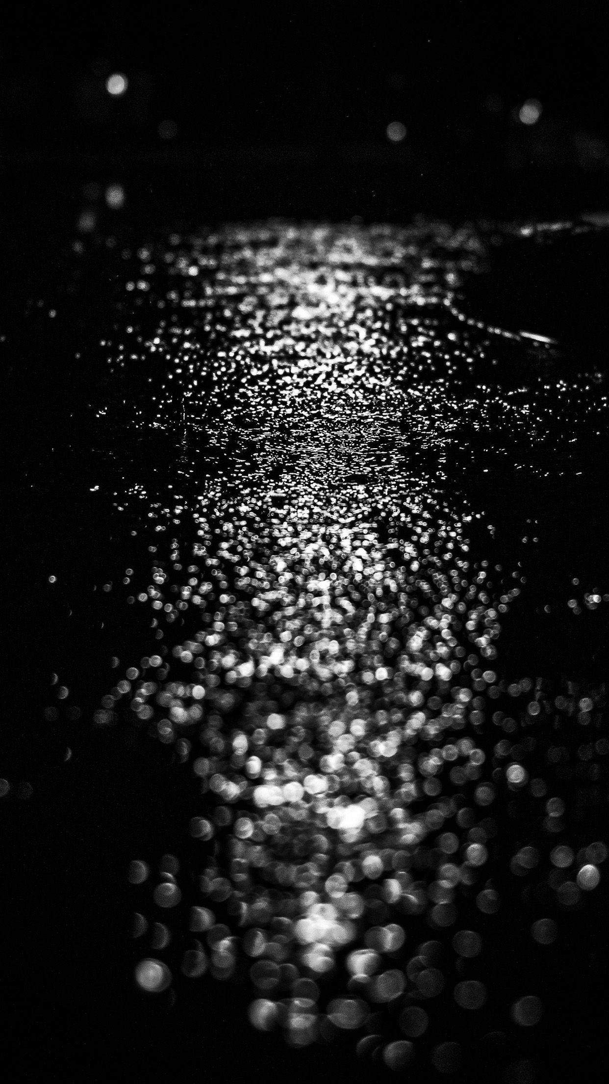 1242x2208 After Rain Drop Street Dark Night Bokeh Bw Wallpaper