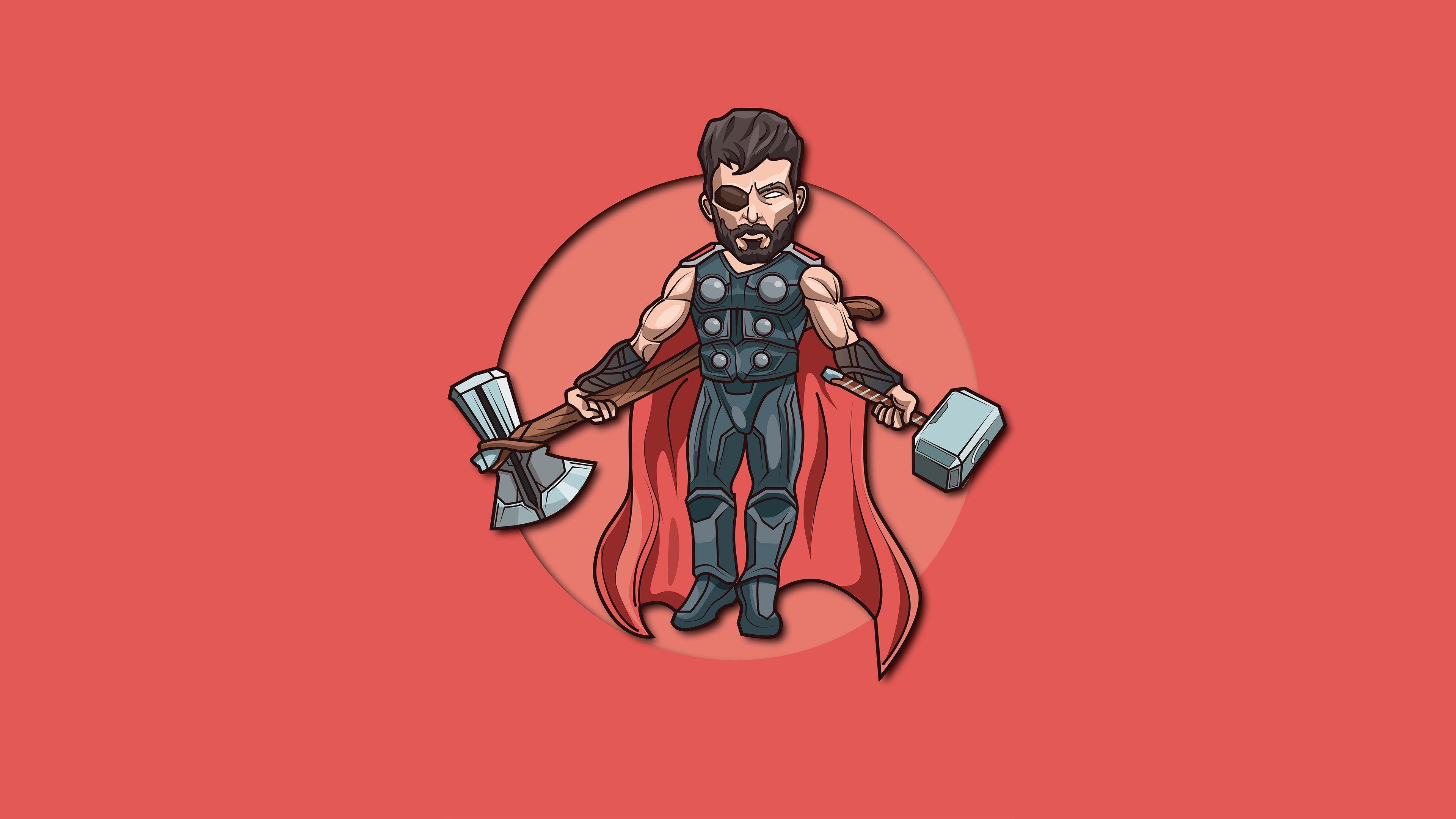 3840x2160 Thor God of Thunder Minimalist illustration Wallpaper 4k Ultra HD