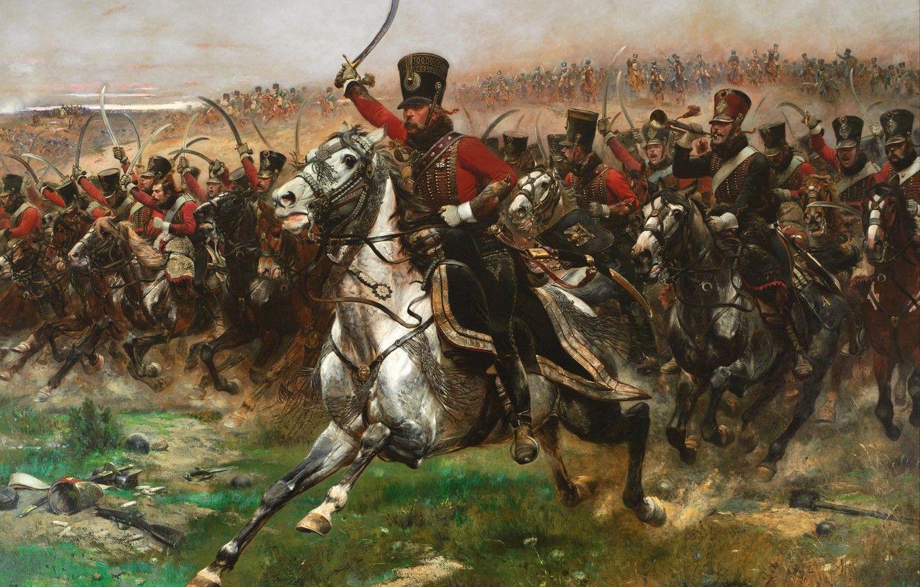 1332x850 Wallpaper Art, Painting, Cavalry, Charge, Hussars of the Napoleonic Wars, Hussars image for desktop, section живопись